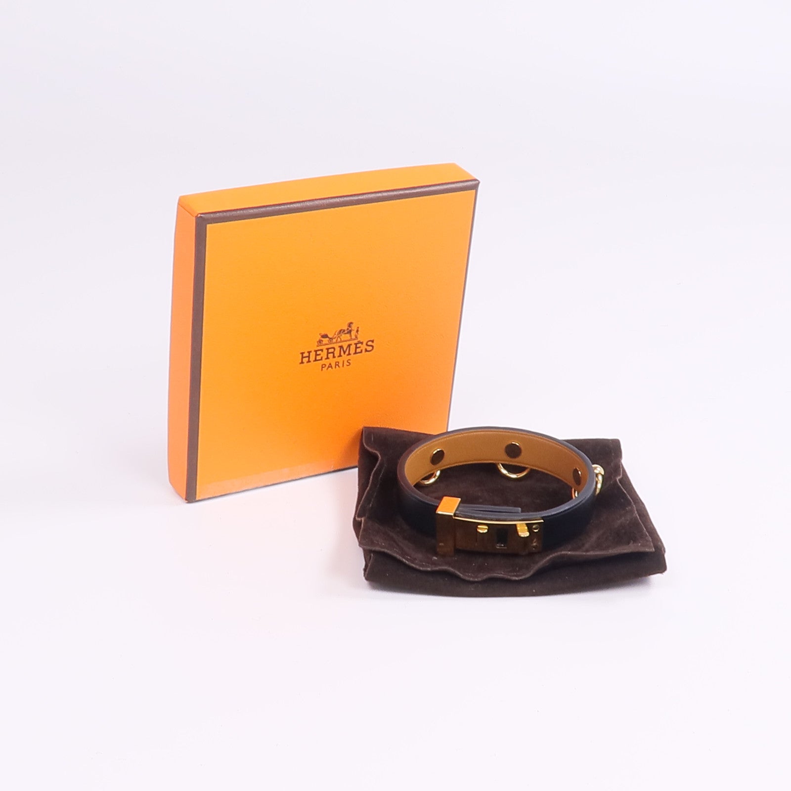 HERMES 【激減優惠】Swift皮革Mini Dog Anneaux金扣手帶Noir