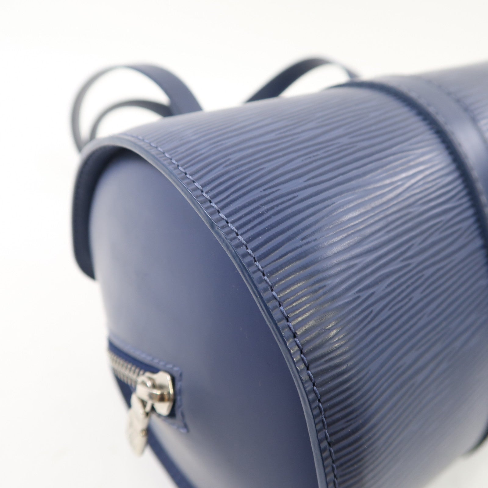 LOUIS VUITTON Epi Soufflot銀扣手挽袋藍色