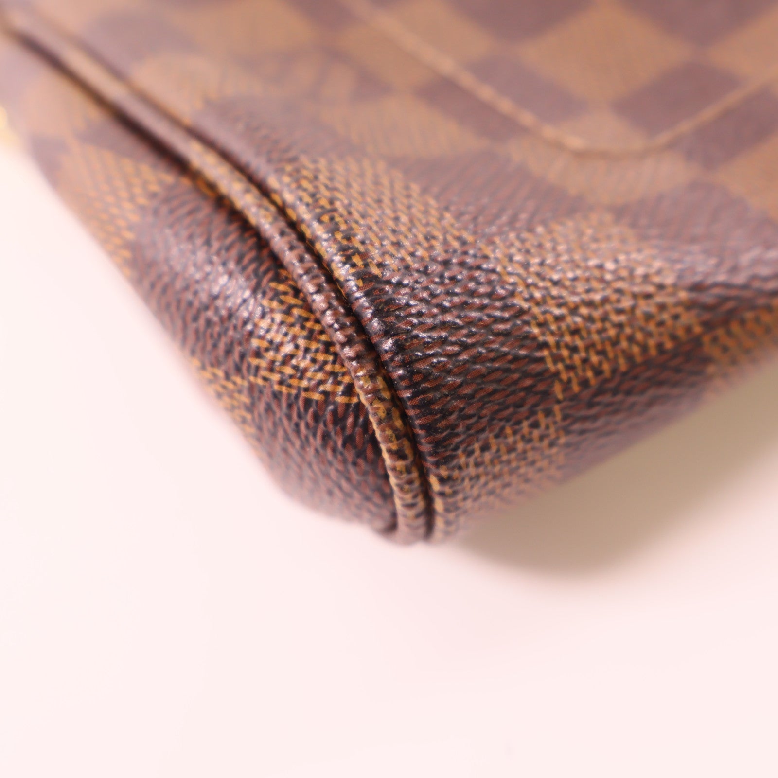 LOUIS VUITTON Damier Favorite MM金扣手挽肩背兩用袋棕色