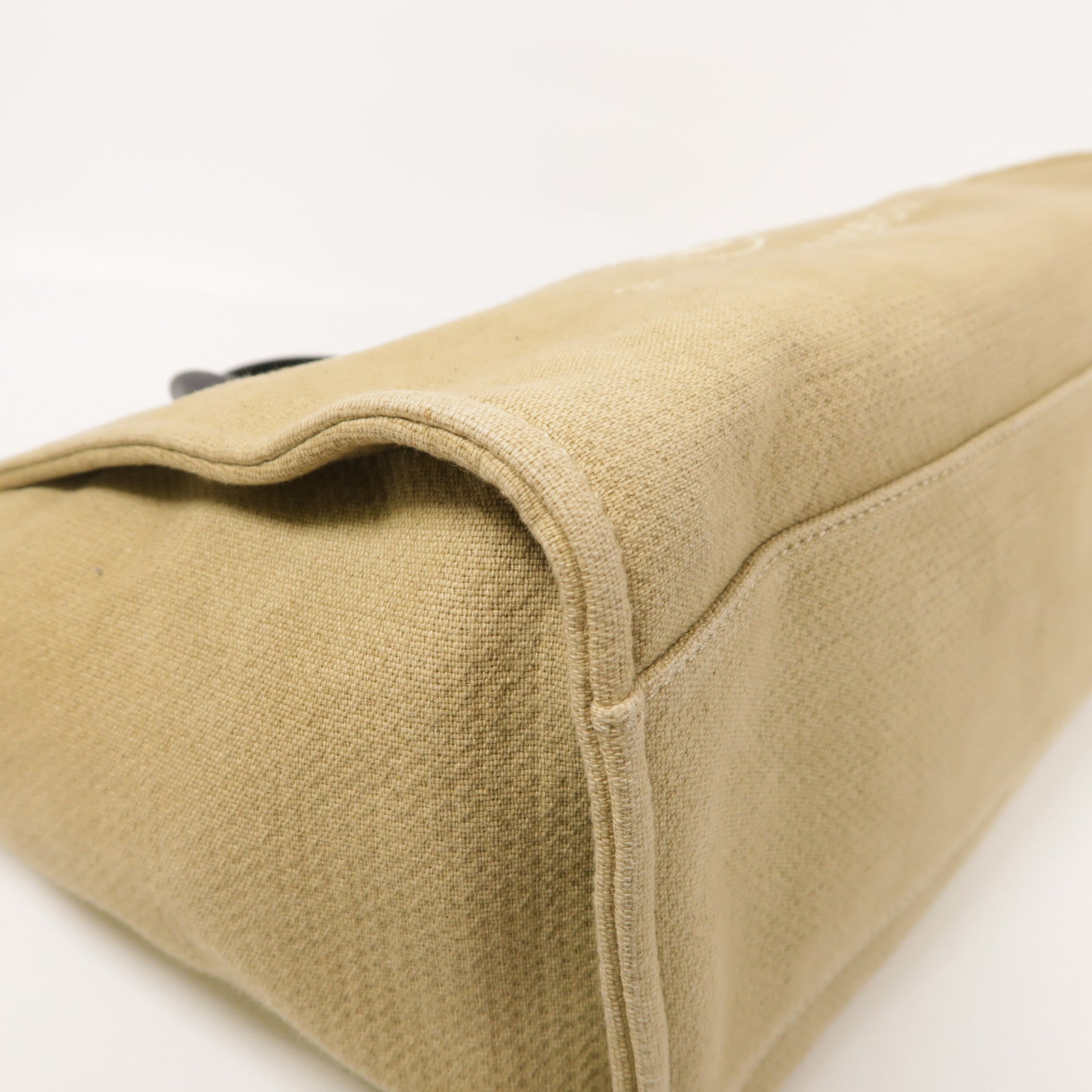 CHANEL 帆布Deauville Tote銀扣鏈帶手挽肩背兩用袋