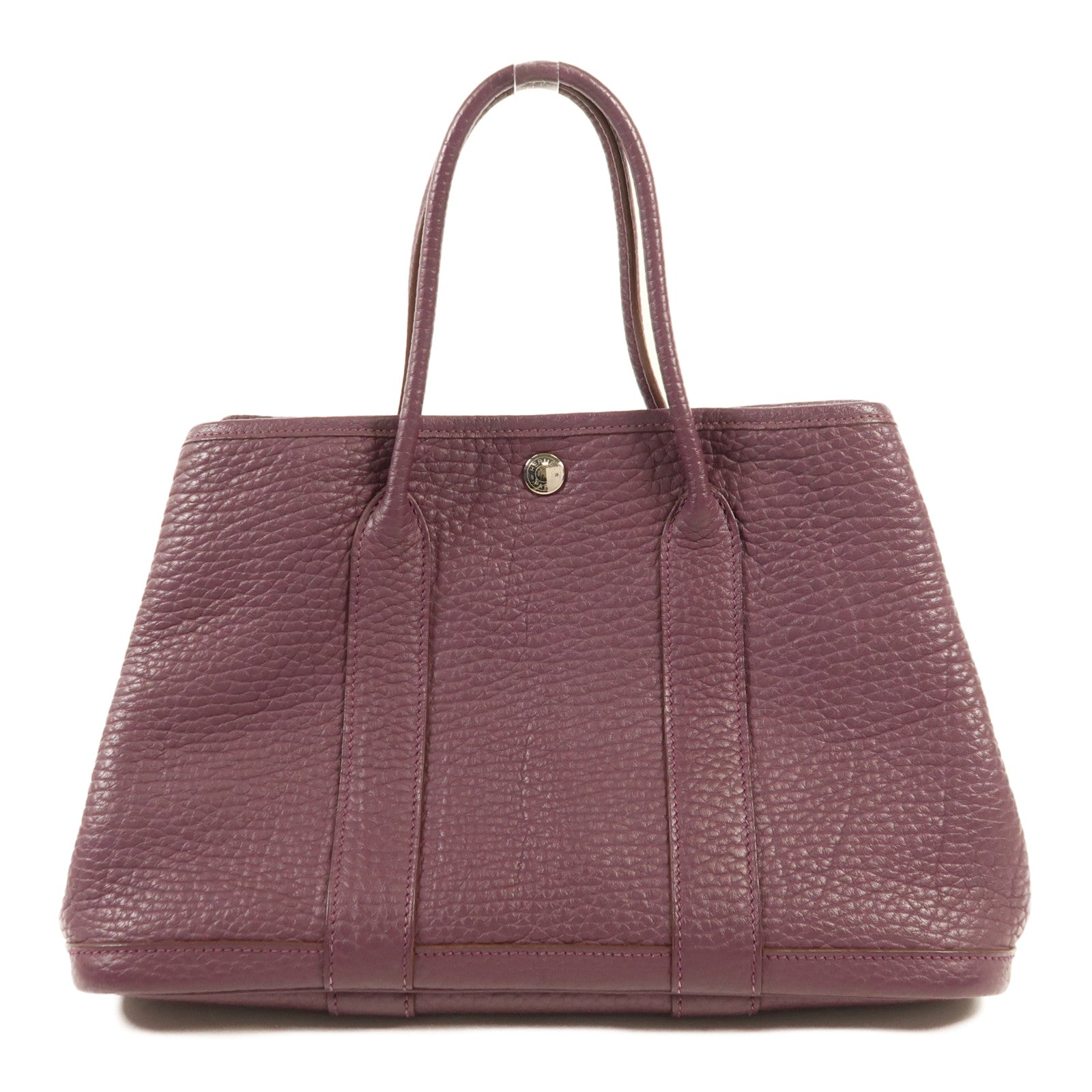 HERMES Fjord皮革Garden Party TPM銀扣手挽袋Cassis