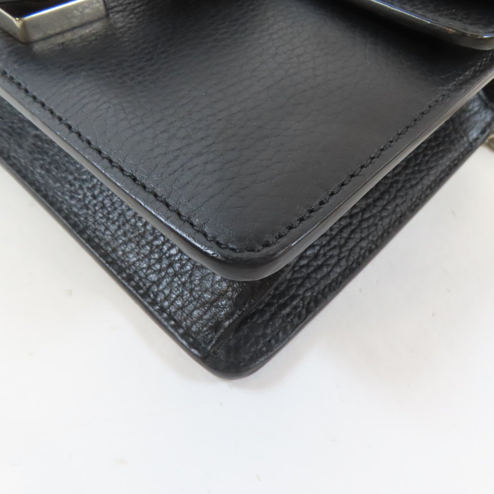 GUCCI 牛皮皮革Dionysus Mini銀扣鏈帶肩背袋黑色