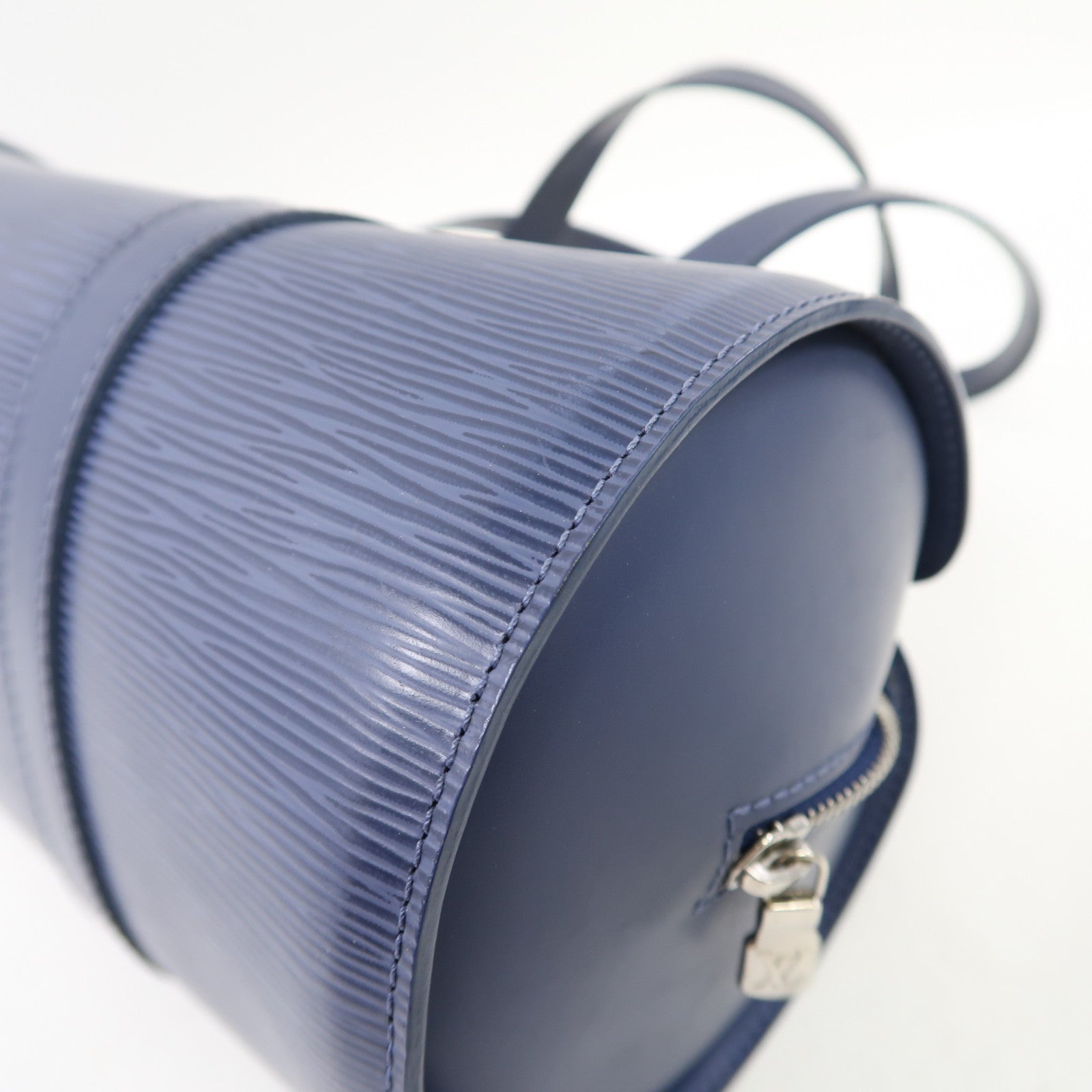 LOUIS VUITTON Epi Soufflot銀扣手挽袋藍色