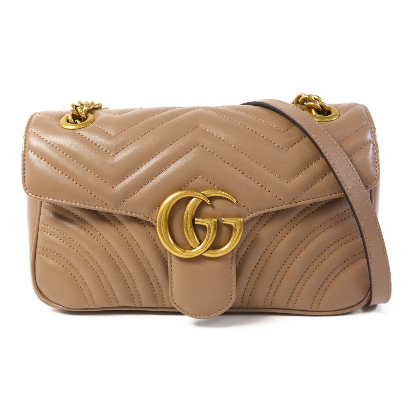 GUCCI 牛皮皮革GG Marmont金扣肩背袋