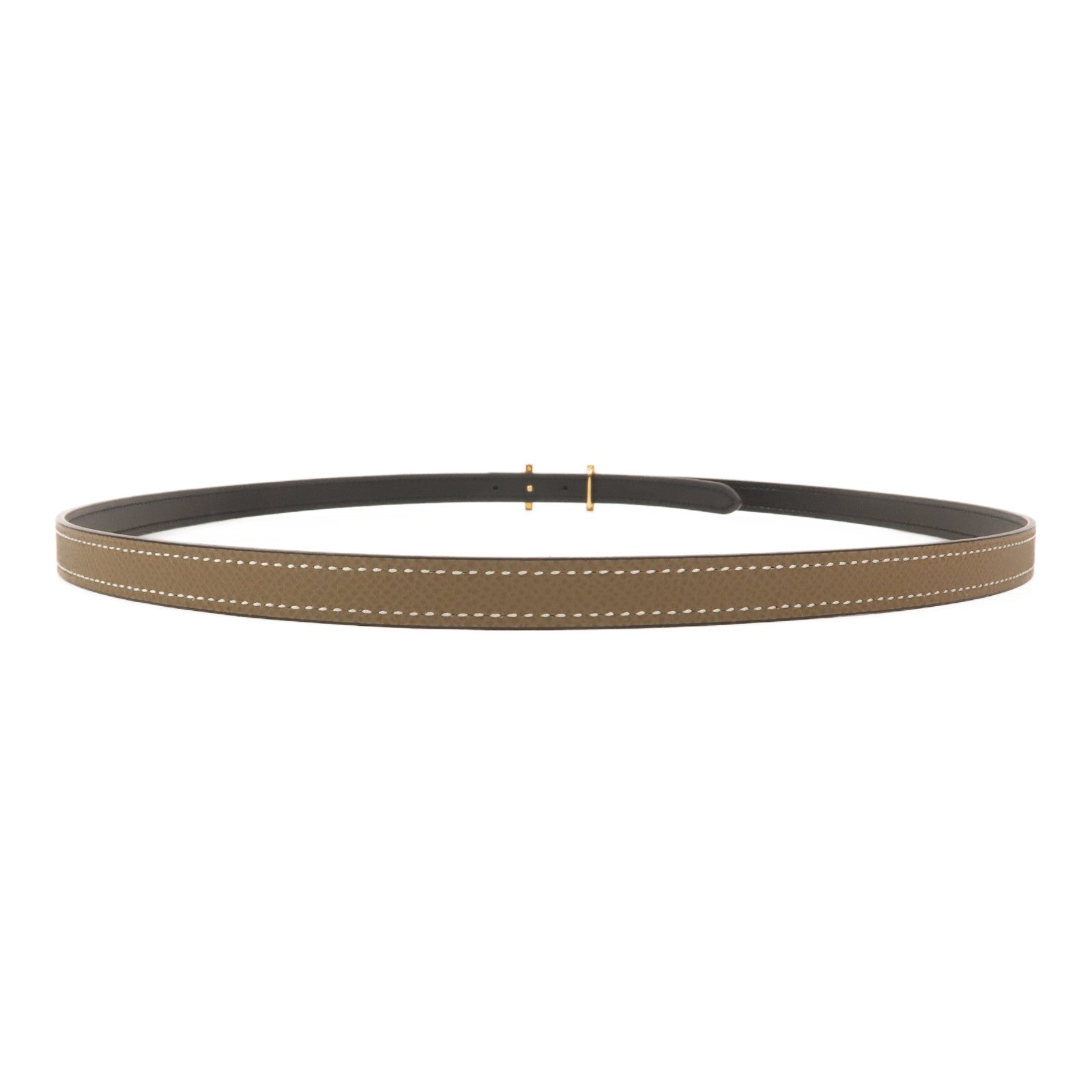 HERMES Epsom/Swift皮革Gamma Reversible Belt皮帶Etoupe/Noir
