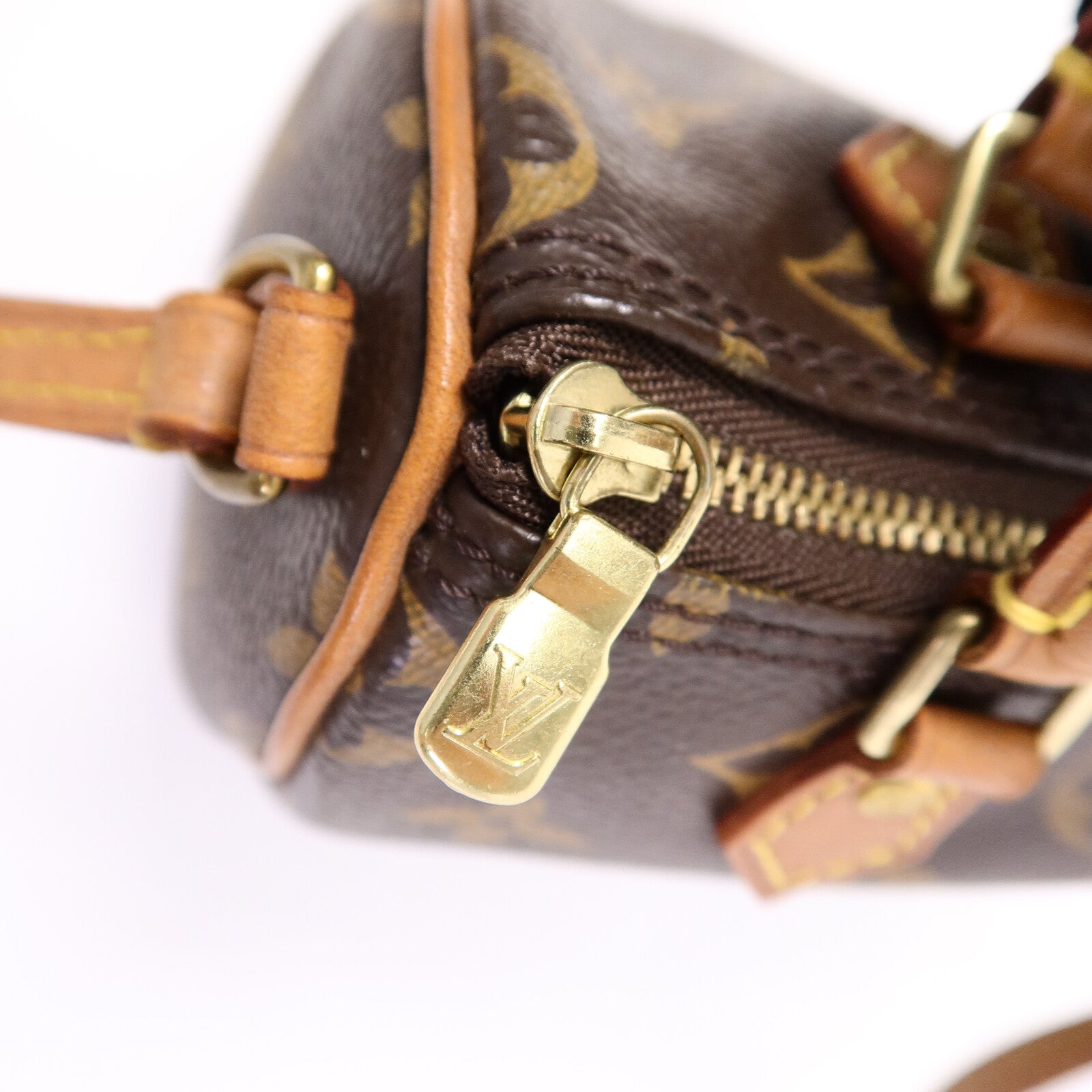 LOUIS VUITTON Monogram Nano Speedy手挽肩背兩用袋棕色