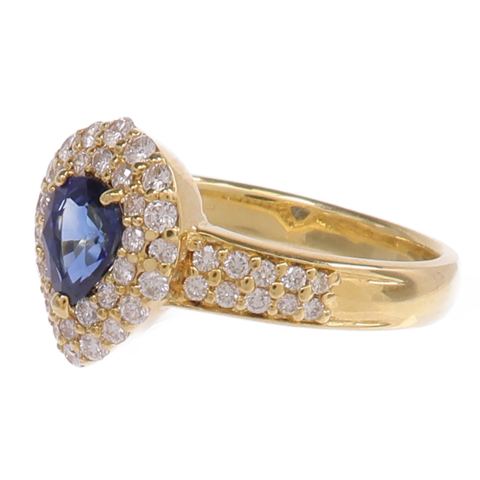 JEWELRY 【激減優惠】18K黃金Sapphire Diamond Ring藍寶石/鑽石戒指US#5.5