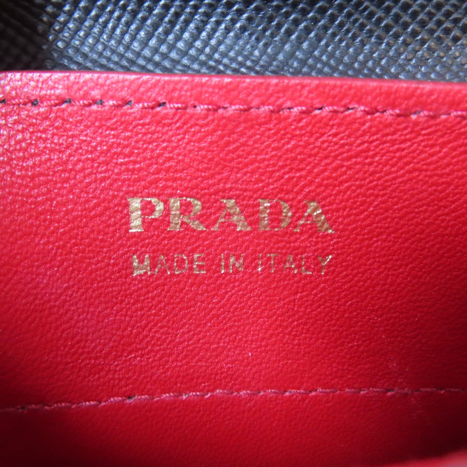 PRADA Saffiano皮革Double金扣手挽肩背兩用袋黑色/紅色