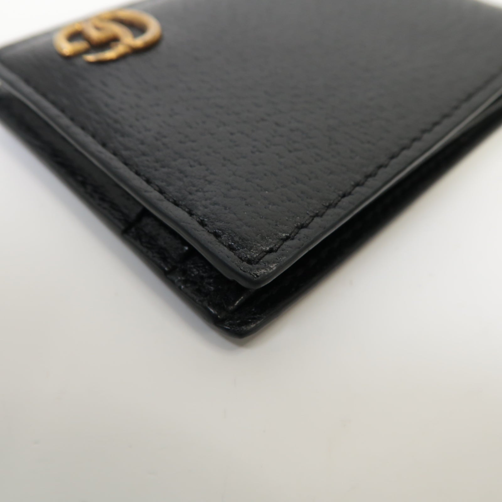 GUCCI 【激減優惠】牛皮皮革Wallet金扣錢包黒色
