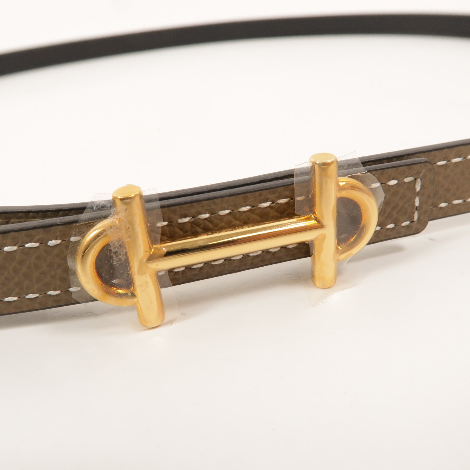 HERMES Epsom/Swift皮革Gamma Reversible Belt皮帶Etoupe/Noir
