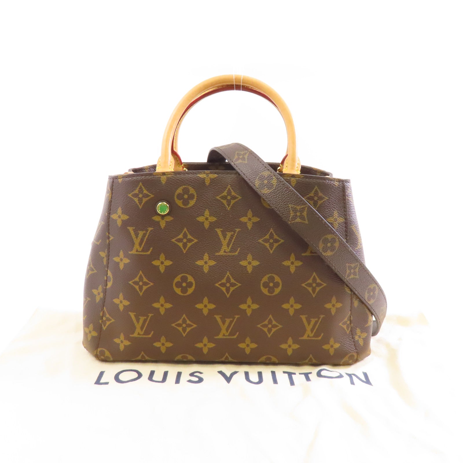 LOUIS VUITTON Monogram Montaigne BB金扣手挽肩背兩用袋啡色