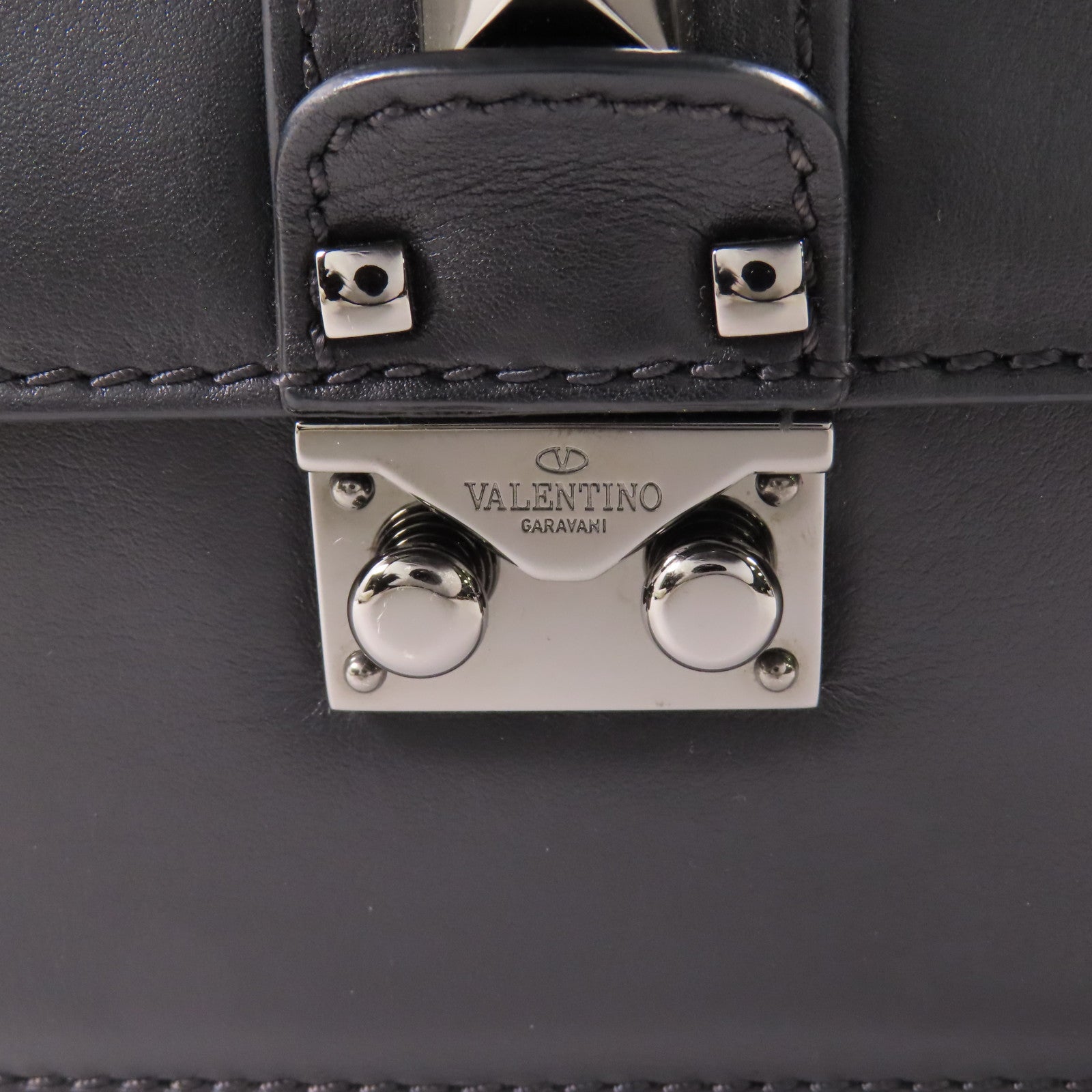 Valentino 【激減優惠】牛皮皮革Glam Lock Shoulder Bag鏈帶肩背袋