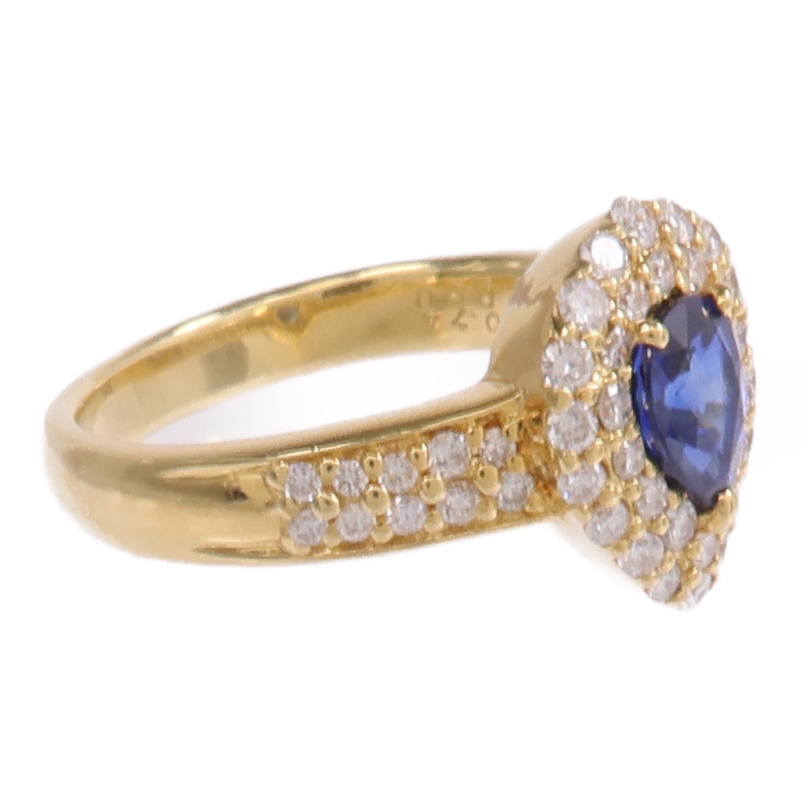 JEWELRY 【激減優惠】18K黃金Sapphire Diamond Ring藍寶石/鑽石戒指US#5.5