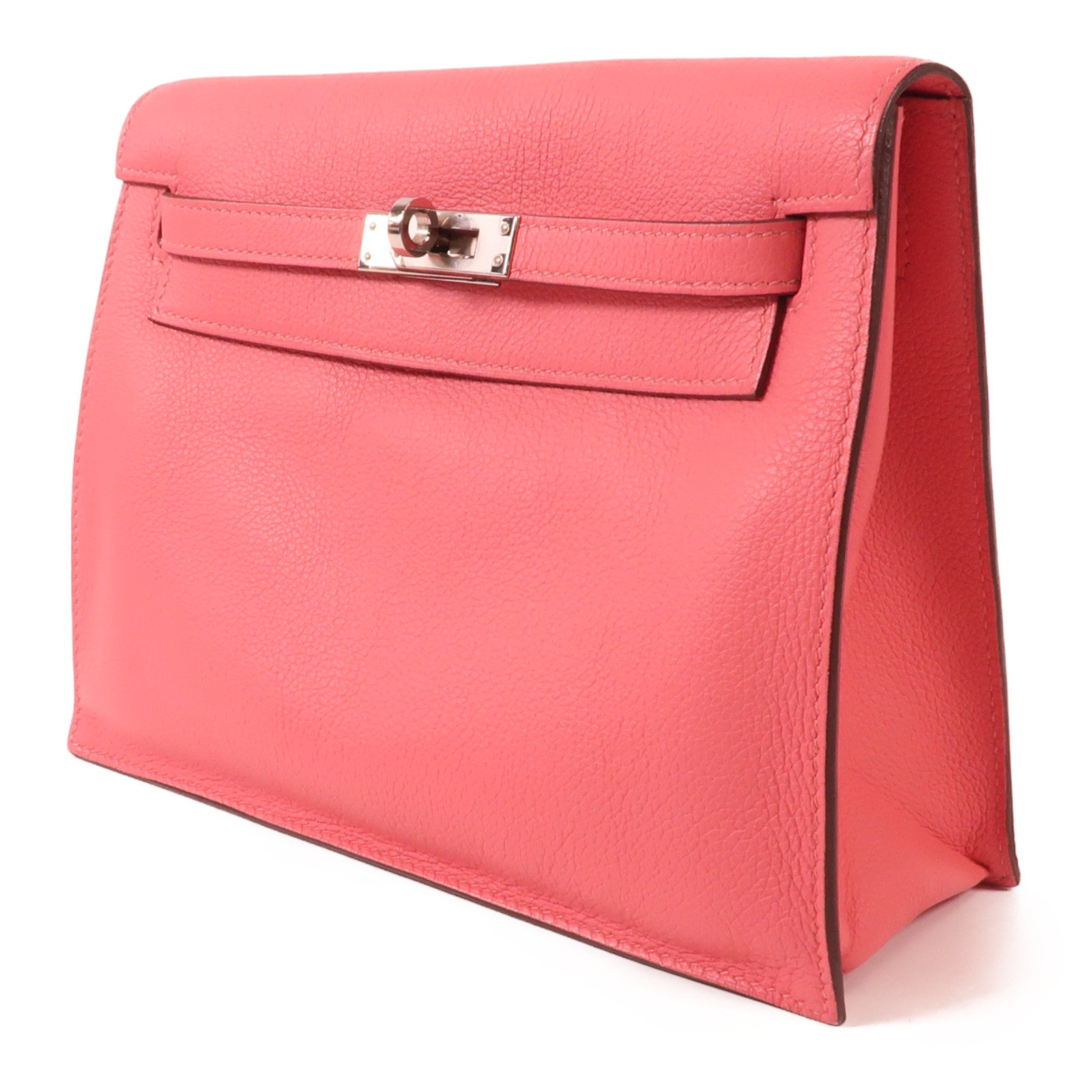 HERMES Ever Color皮革Kelly Danse銀扣肩背袋Rose Azalee