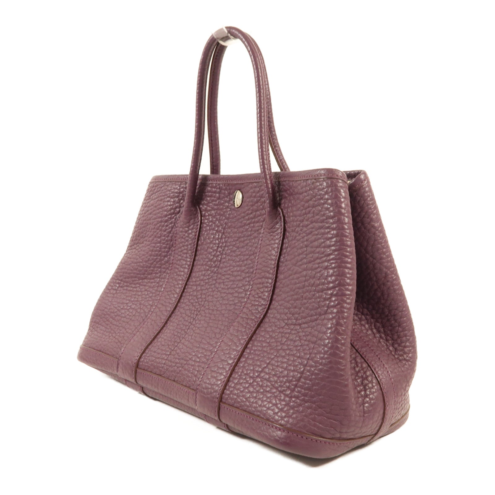 HERMES Fjord皮革Garden Party TPM銀扣手挽袋Cassis