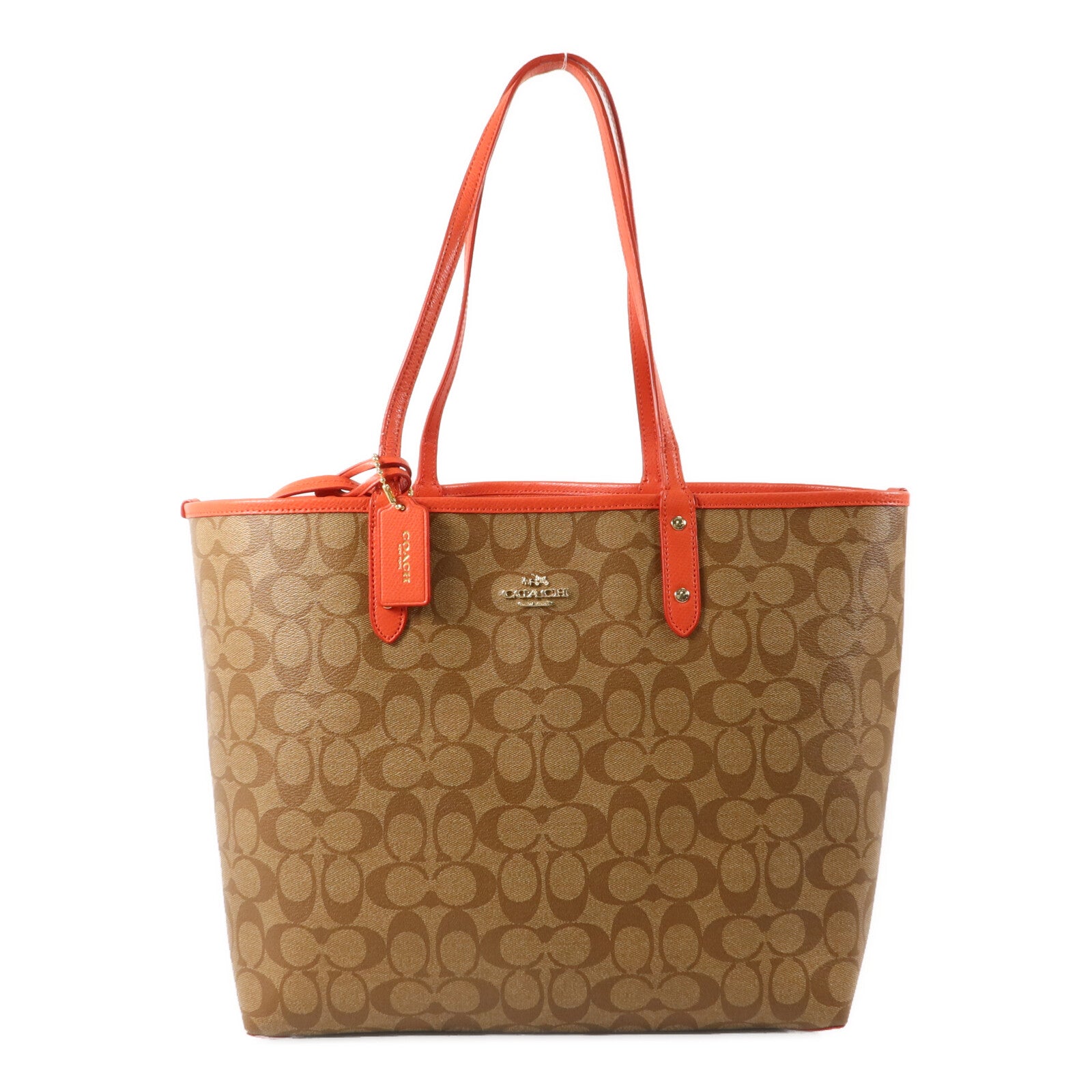 COACH 塗層帆布/牛皮皮革Tote Bag手挽袋