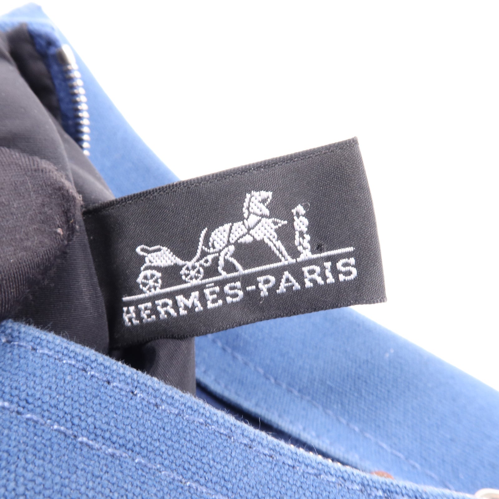 HERMES Swift皮革/棉質Embroidery Logo Camaiueu Pouch銀扣手拿包