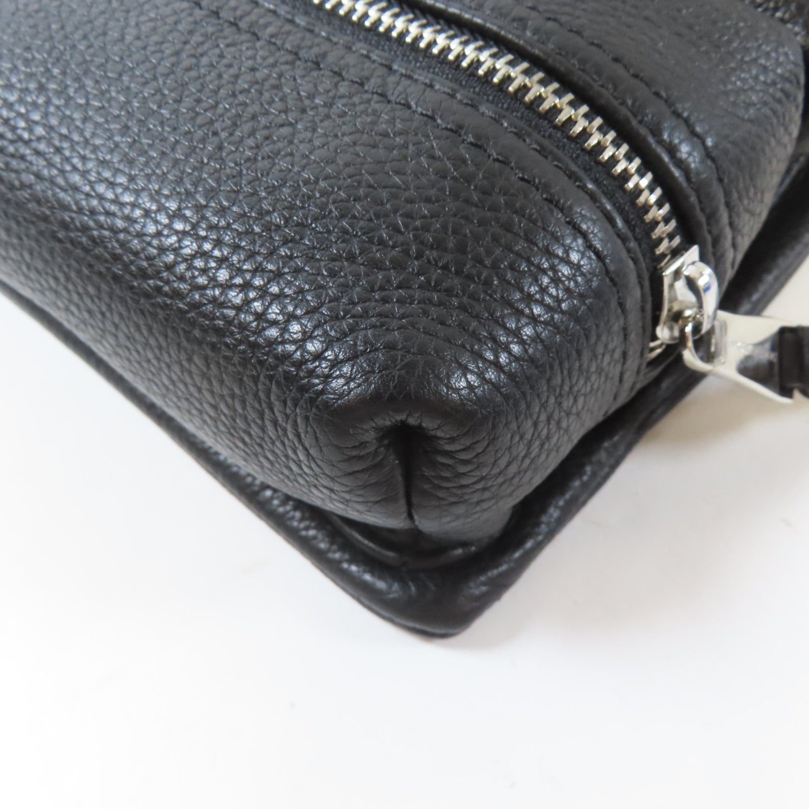 D&G 牛皮皮革Shoulder Bag銀扣肩背袋黑色