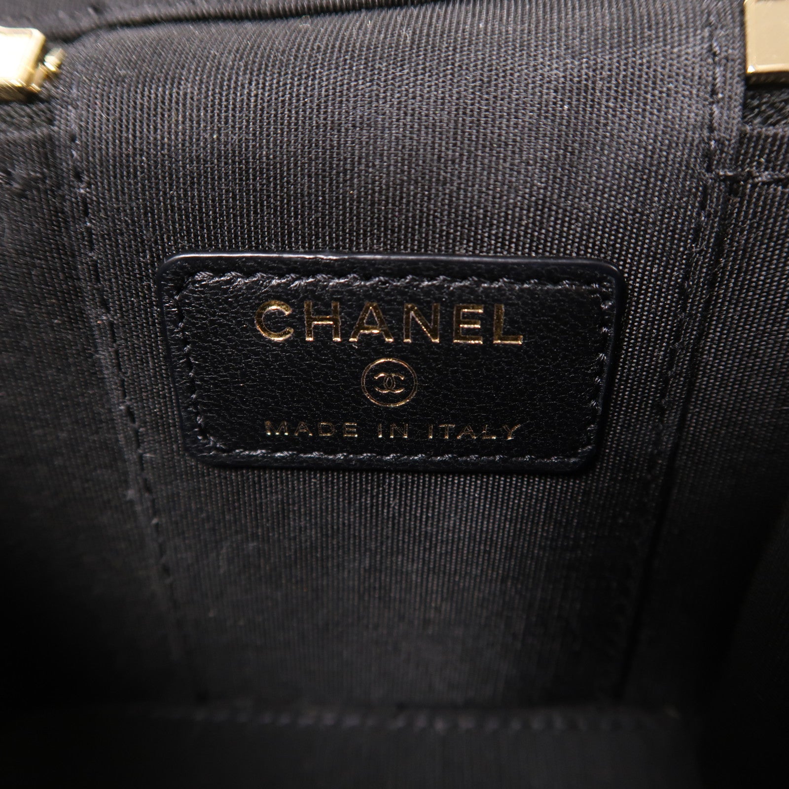 CHANEL CC GHW Vanity Chain Shoulder Bag Raffia Beige/Black