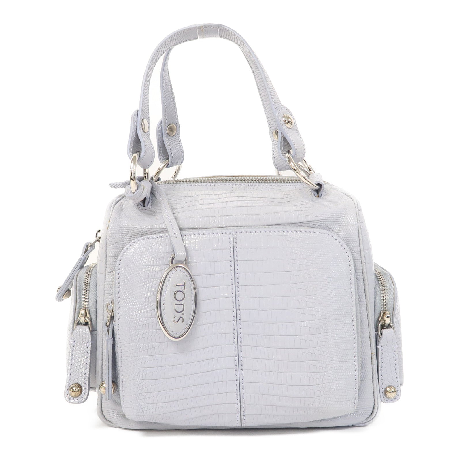 TOD'S 皮革Hand Bag銀扣手挽袋藍色