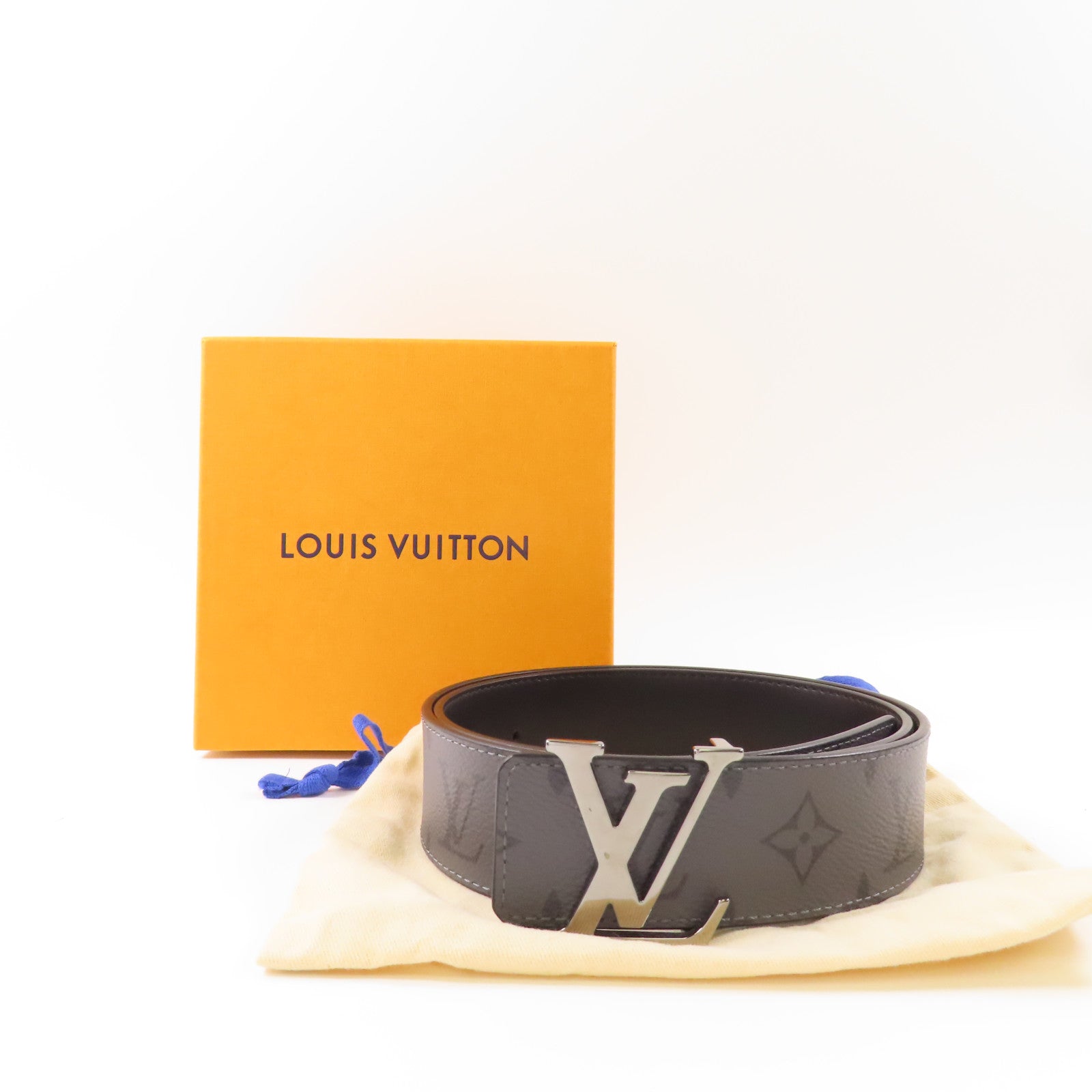 LOUIS VUITTON Monogram Eclipse Reverse銀扣皮帶
