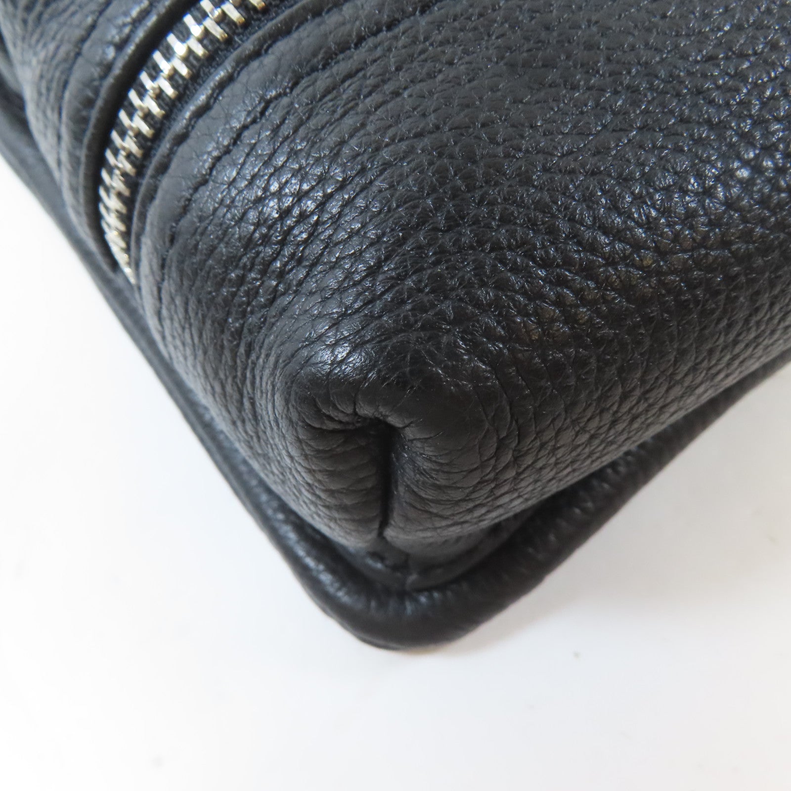D&G 牛皮皮革Shoulder Bag銀扣肩背袋黑色