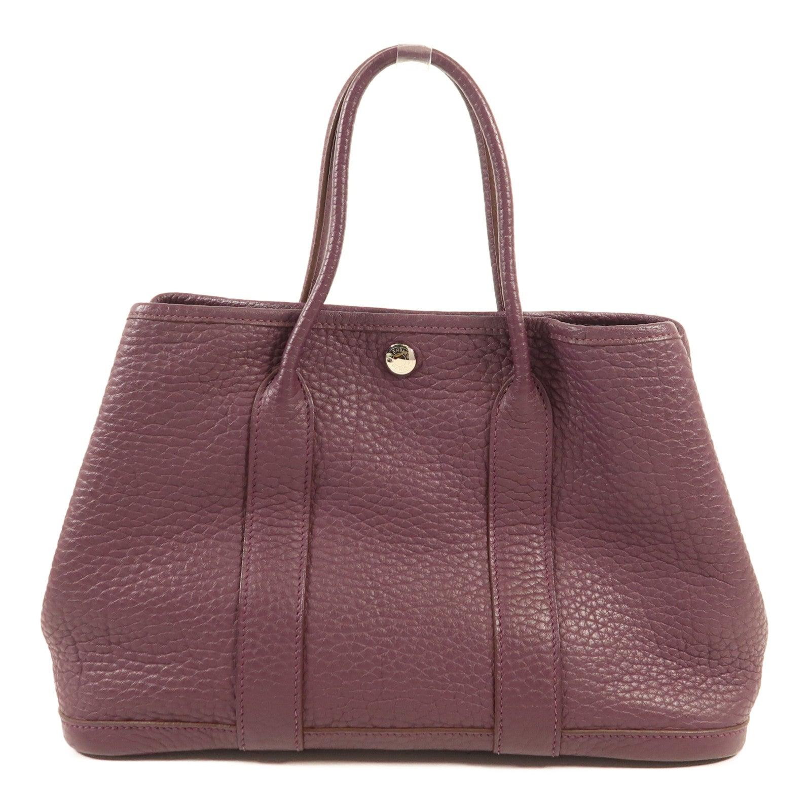 HERMES Fjord皮革Garden Party TPM銀扣手挽袋Cassis