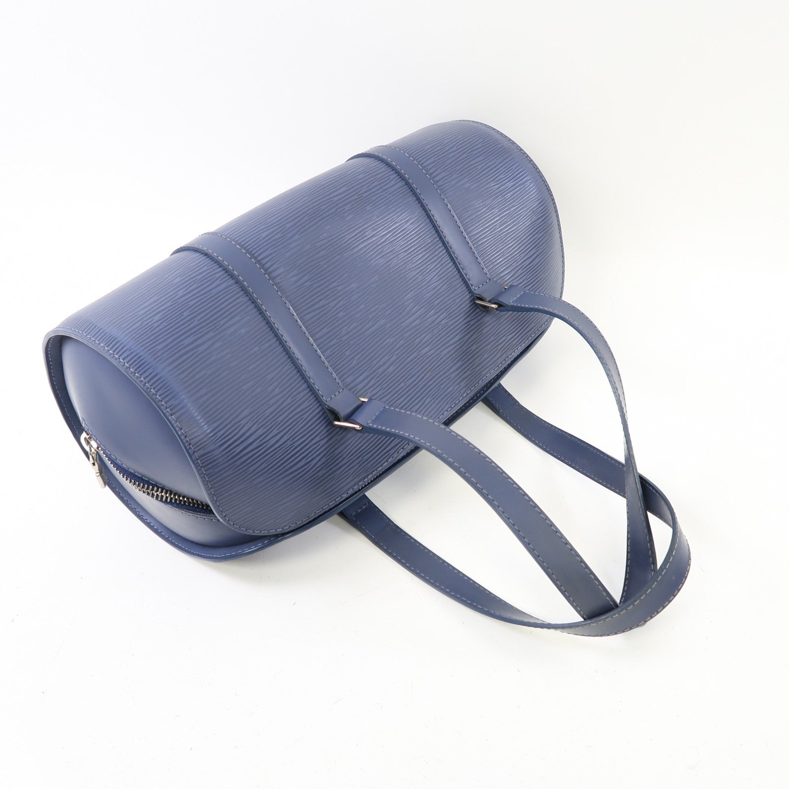 LOUIS VUITTON Epi Soufflot銀扣手挽袋藍色