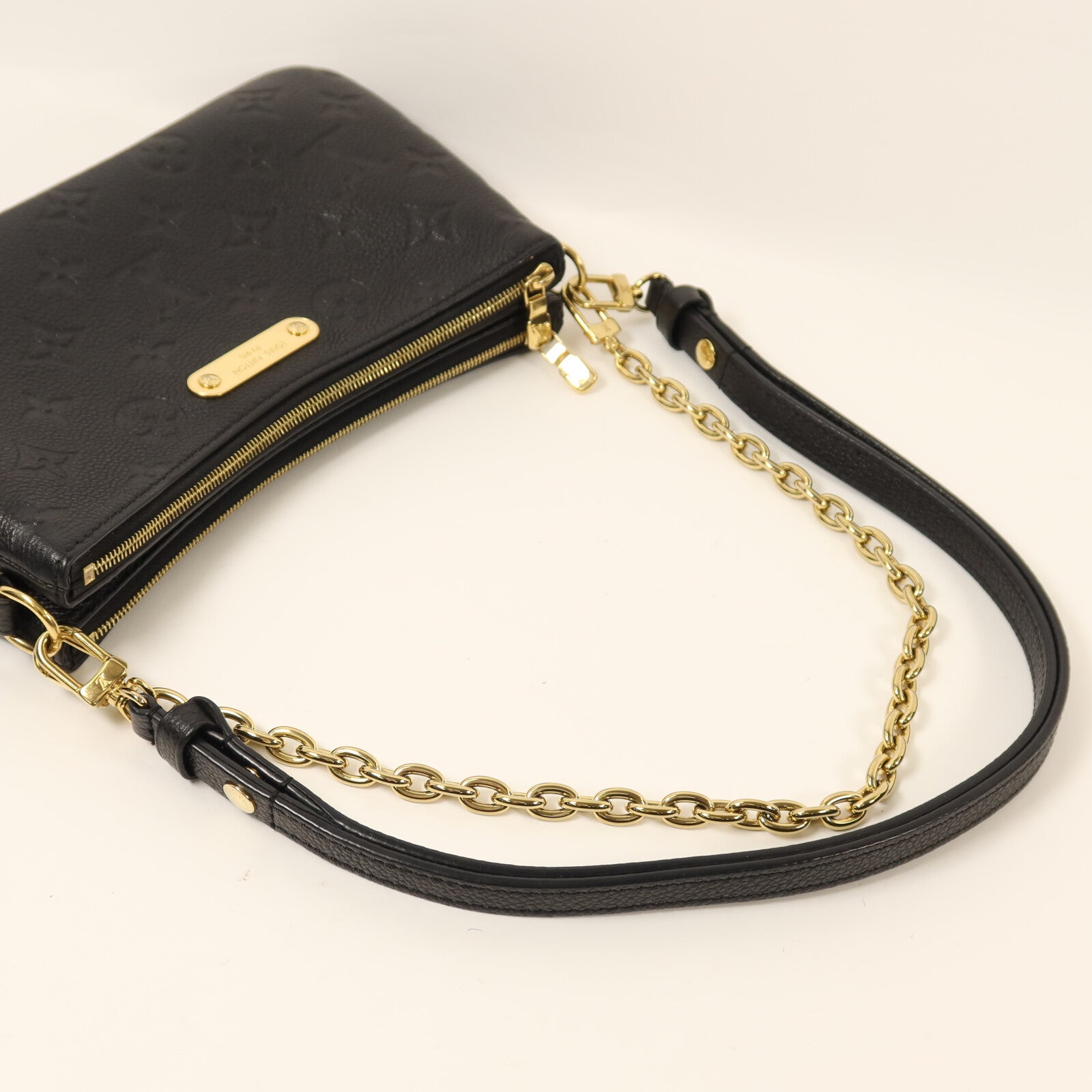 LOUIS VUITTON Monogram Empreinte Liv Pochette金扣鏈帶手挽肩背兩用袋