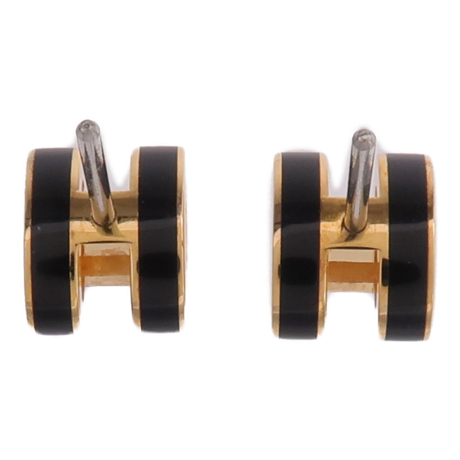HERMES 金屬Mini Pop H Earrings耳環Noir
