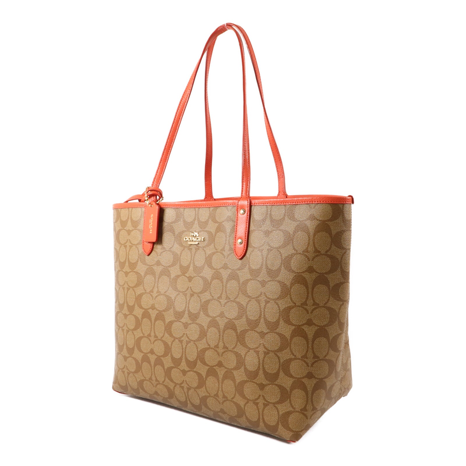 COACH 塗層帆布/牛皮皮革Tote Bag手挽袋