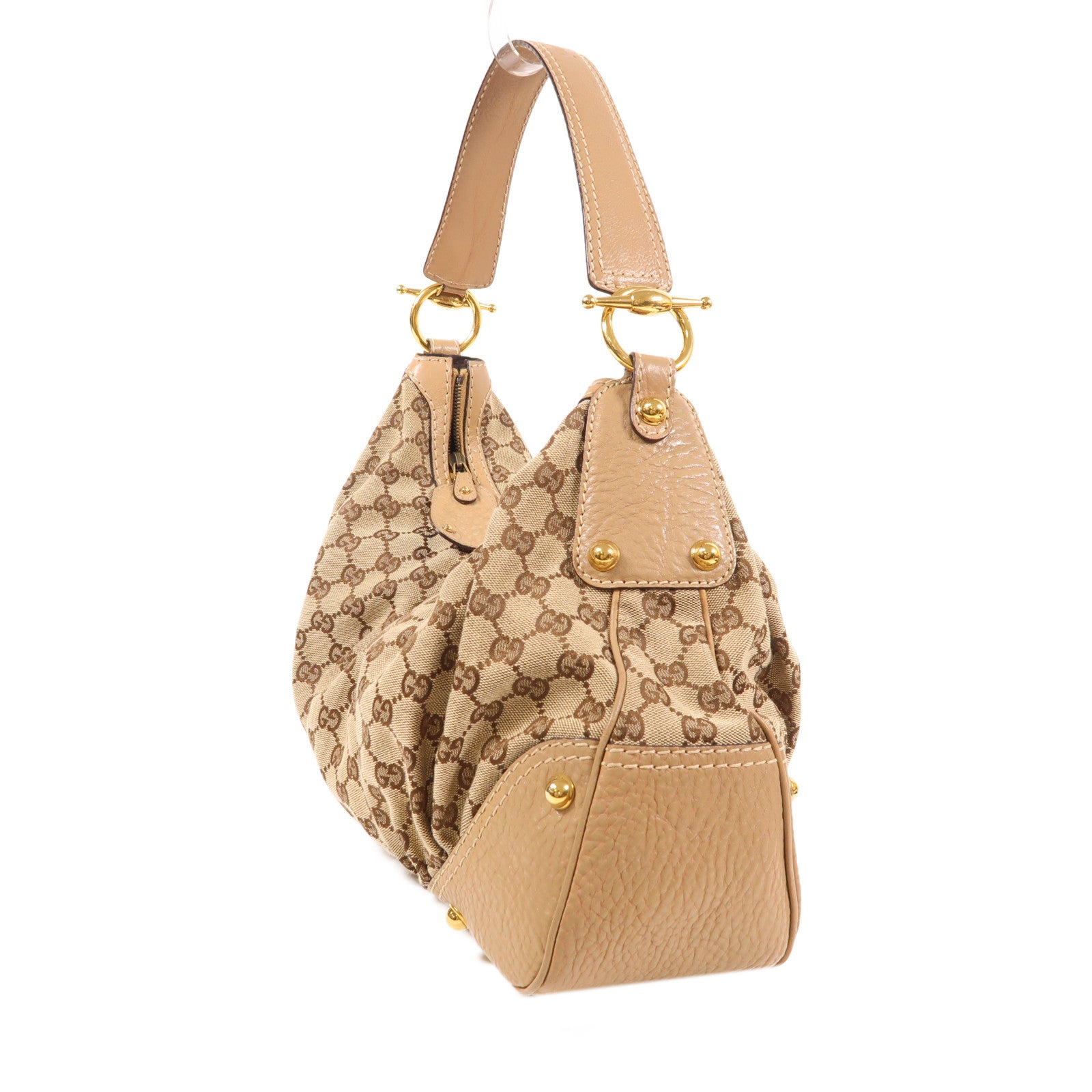 GUCCI 【激減優惠】帆布Shoulder Bag金扣肩背袋棕色