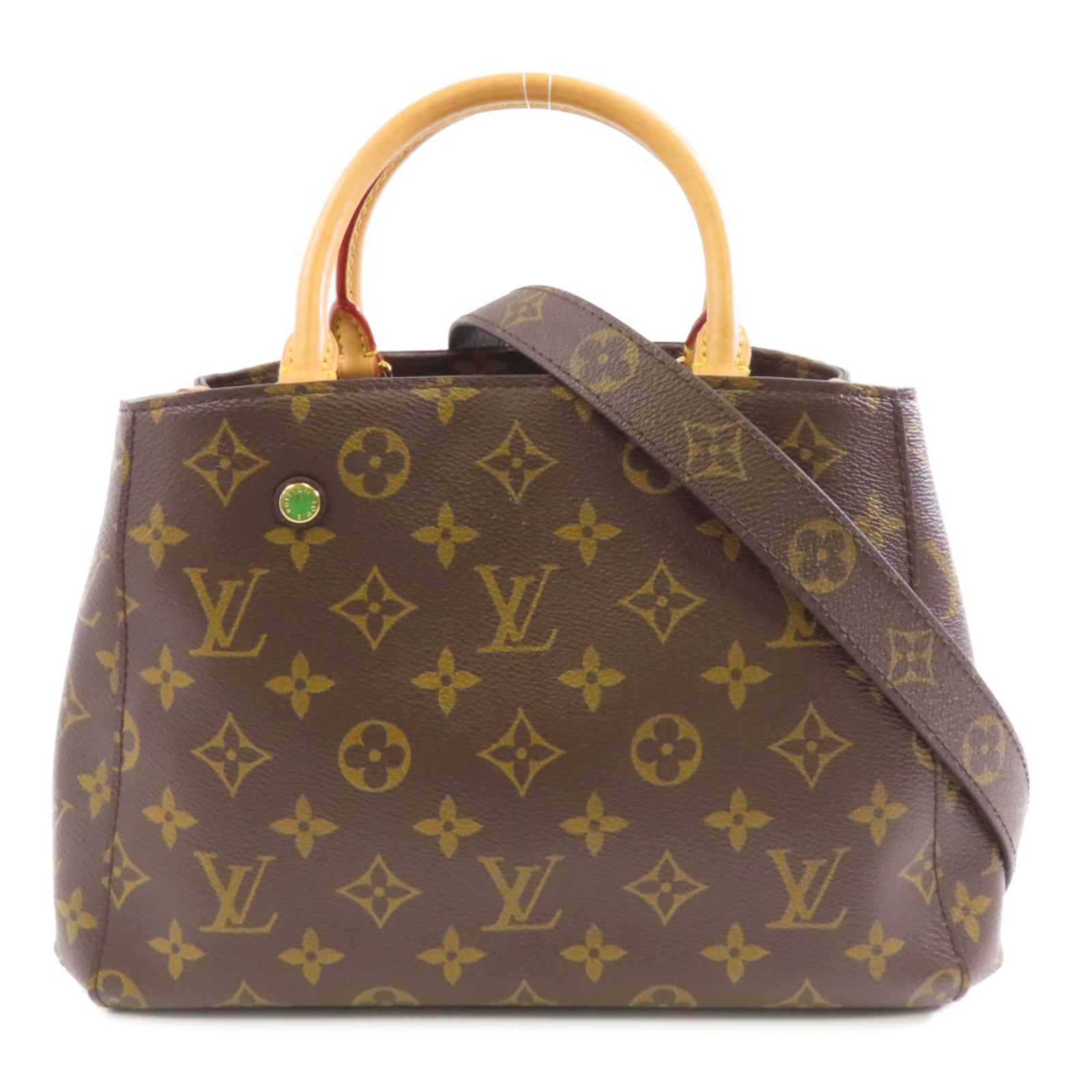 LOUIS VUITTON Monogram Montaigne BB金扣手挽肩背兩用袋啡色