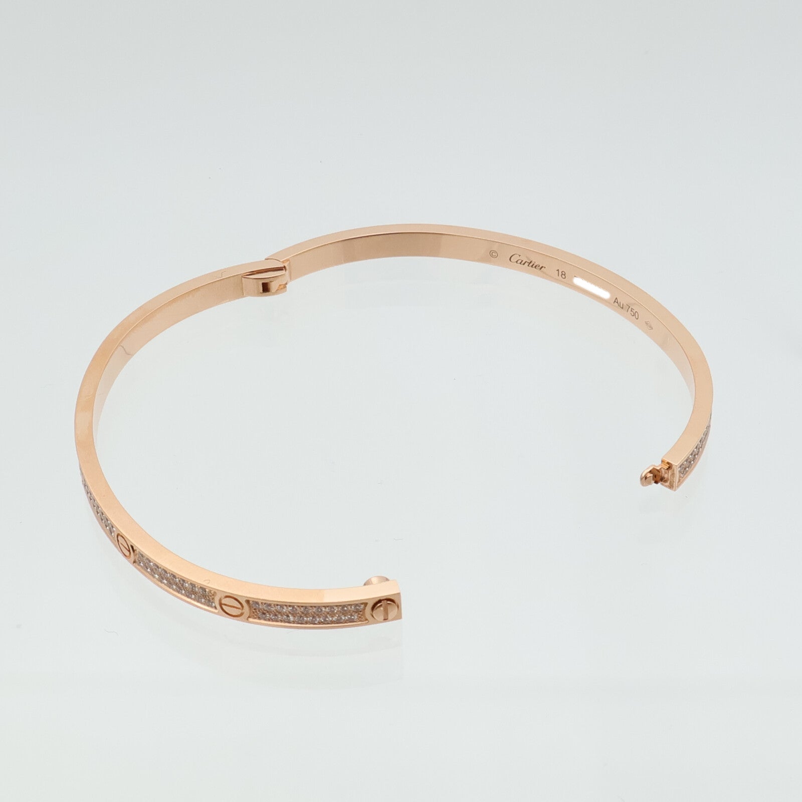 CARTIER 18K玫瑰金Love Blaceret SM Paved鑽石手鐲