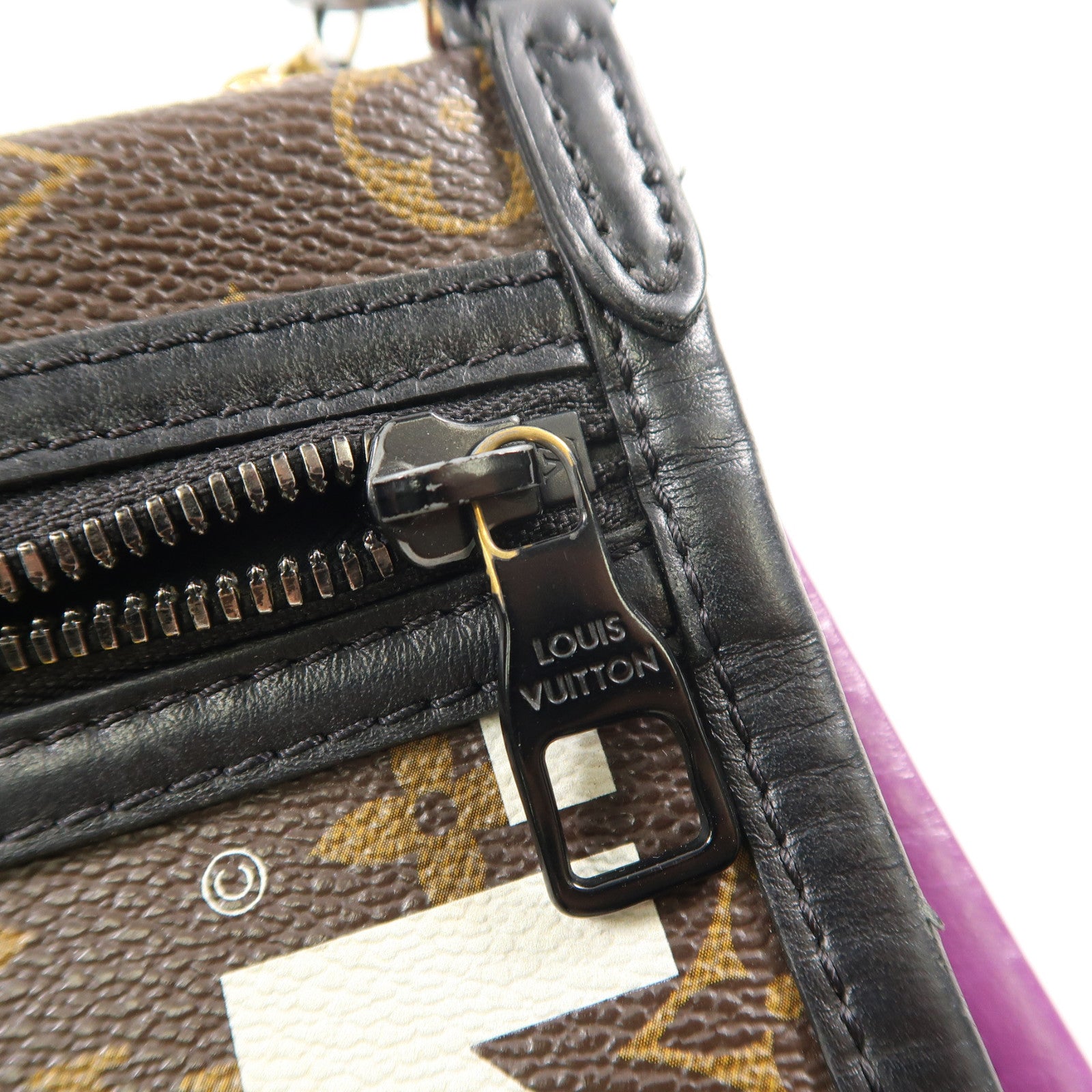 LOUIS VUITTON 【激減優惠】Monogram D.Flat Shoulder金扣鏈帶肩背袋啡色/紫色