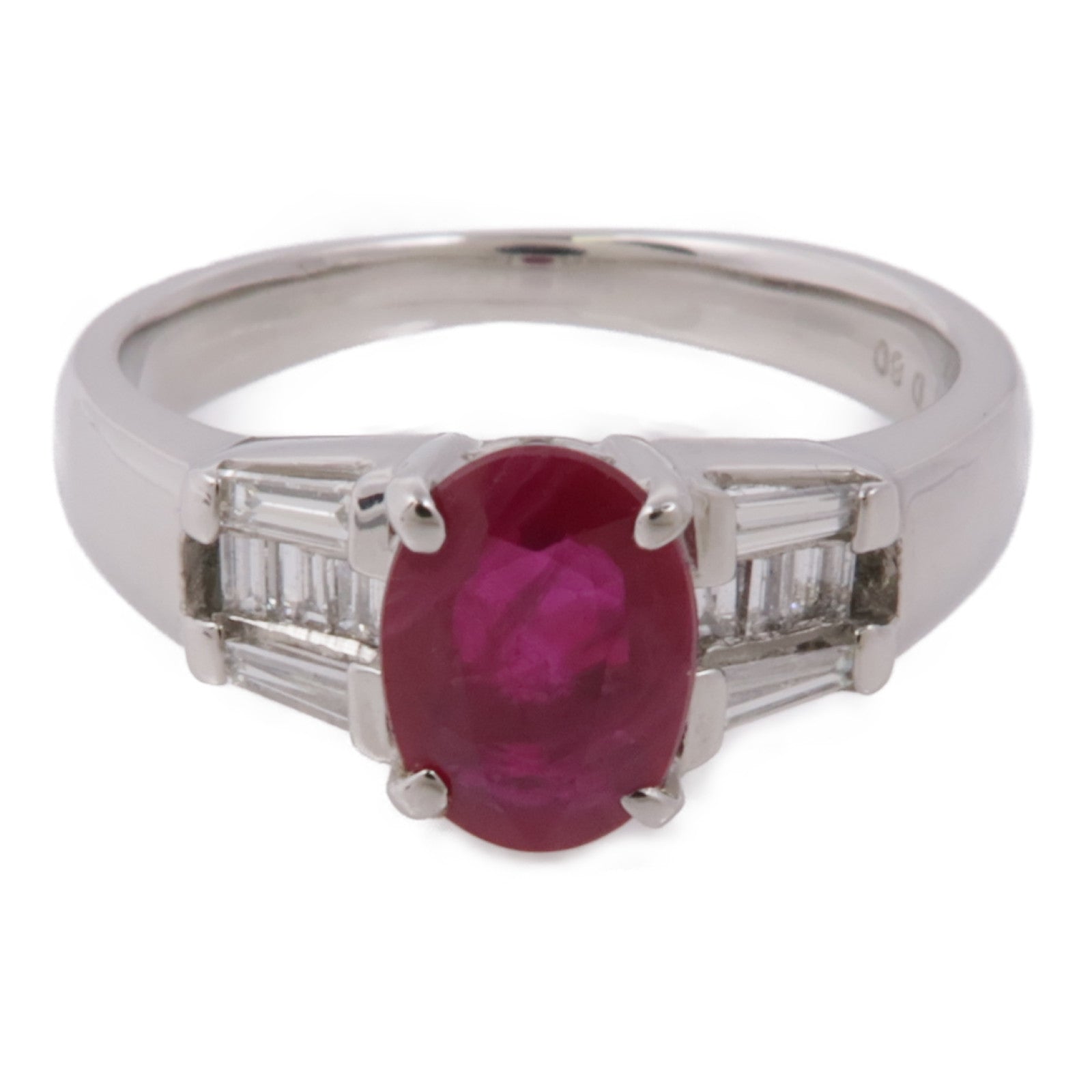 JEWELRY 【激減優惠】PT900鉑金Ruby Diamond Ring紅寶石/鑽石戒指US#7.25