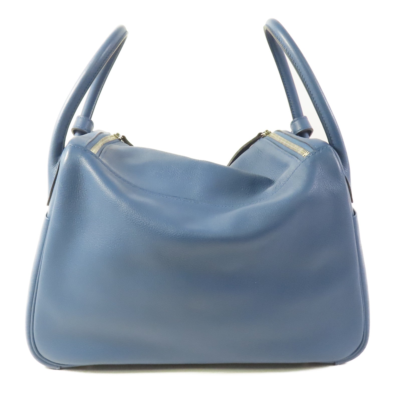 HERMES PHW Lindy 30 2way Shoulder Bag Evercolor Bleu Agate