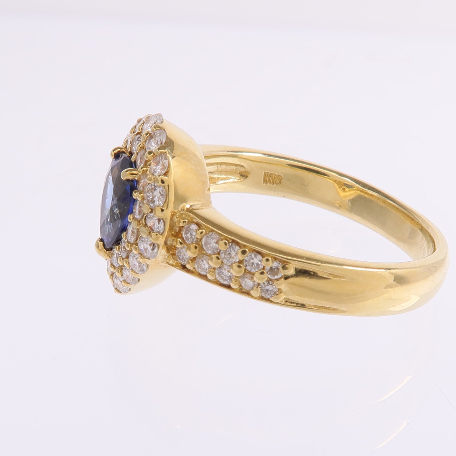 JEWELRY 【激減優惠】18K黃金Sapphire Diamond Ring藍寶石/鑽石戒指US#5.5