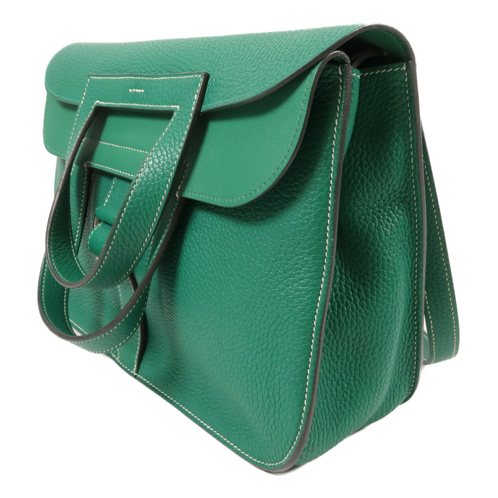 HERMES Clemence皮革Halzan 31手挽肩背兩用袋Vert Vertigo