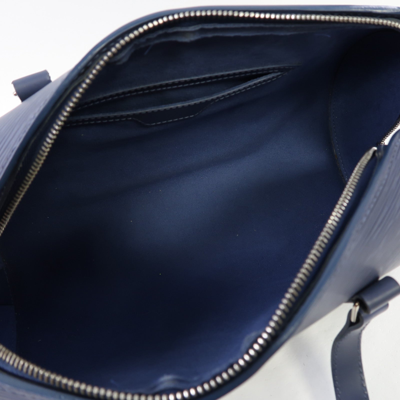 LOUIS VUITTON Epi Soufflot銀扣手挽袋藍色
