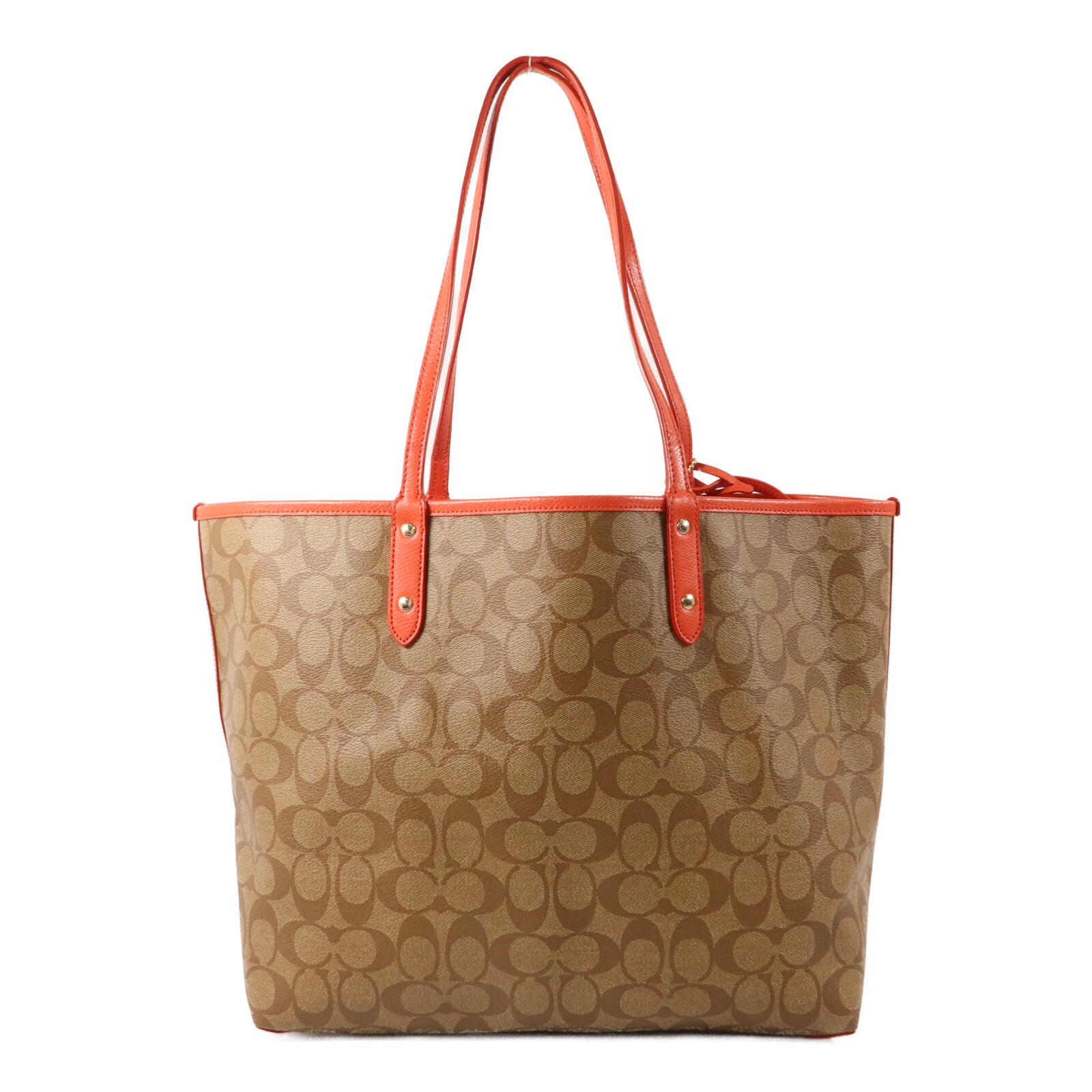 COACH 塗層帆布/牛皮皮革Tote Bag手挽袋