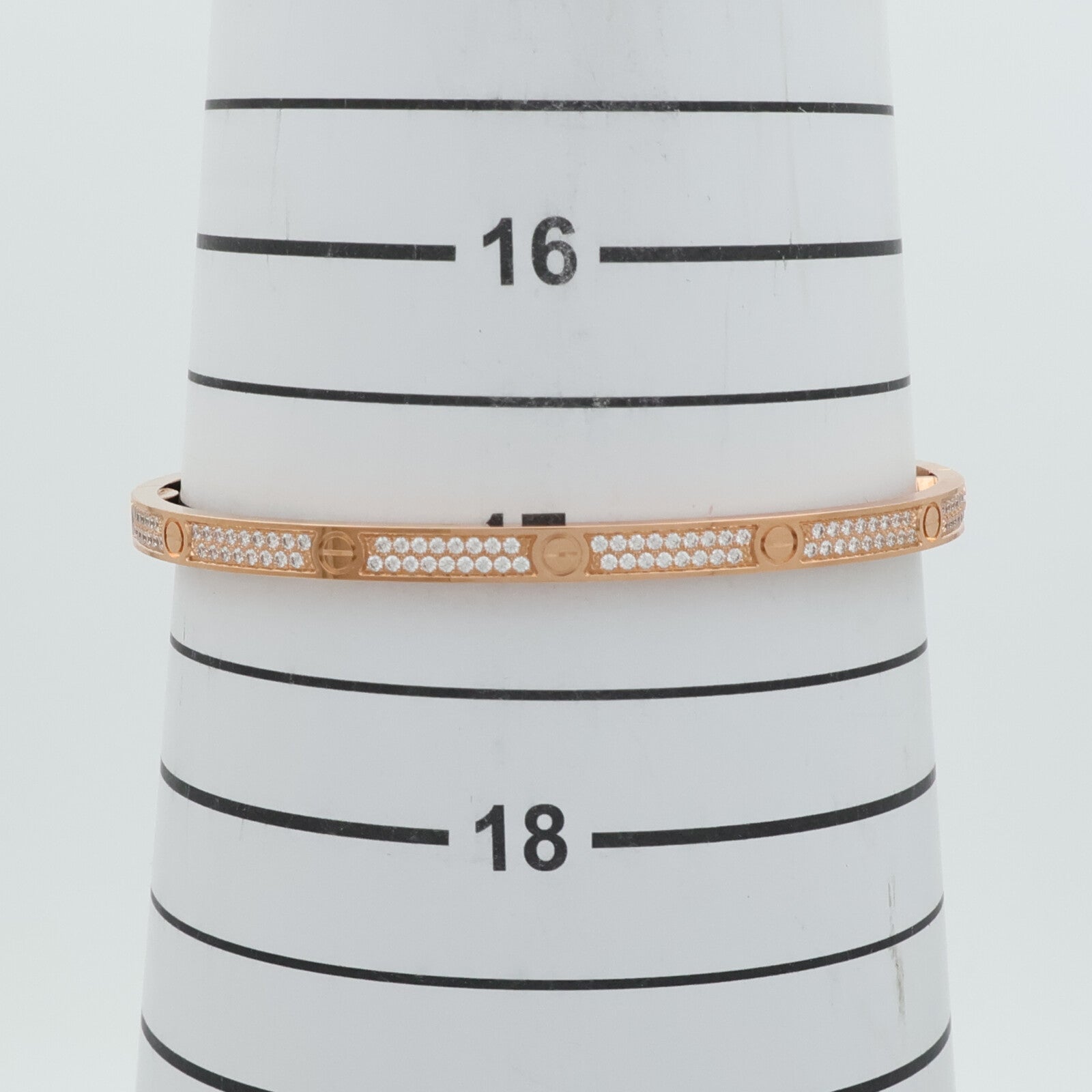 CARTIER 18K玫瑰金Love Blaceret SM Paved鑽石手鐲