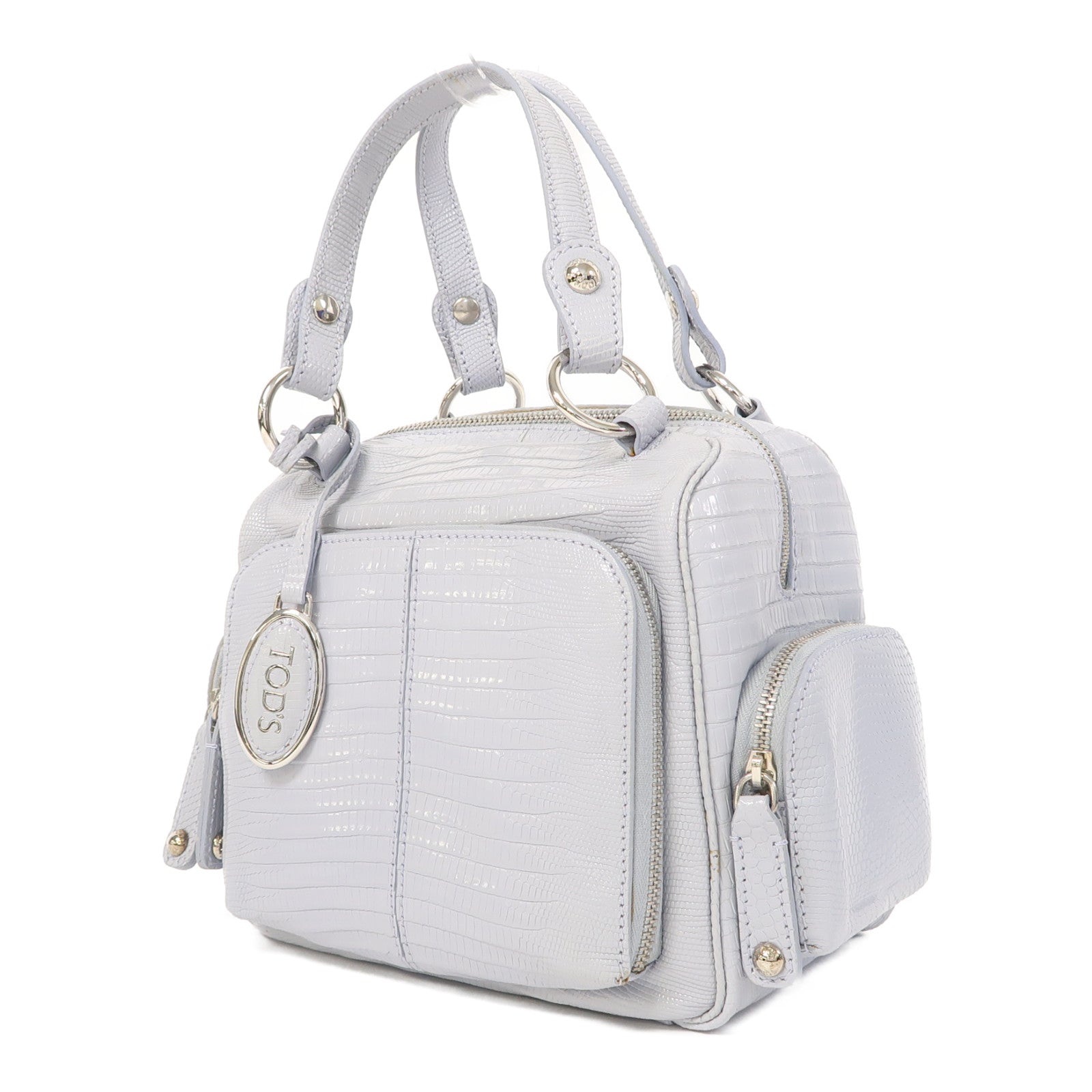 TOD'S 皮革Hand Bag銀扣手挽袋藍色