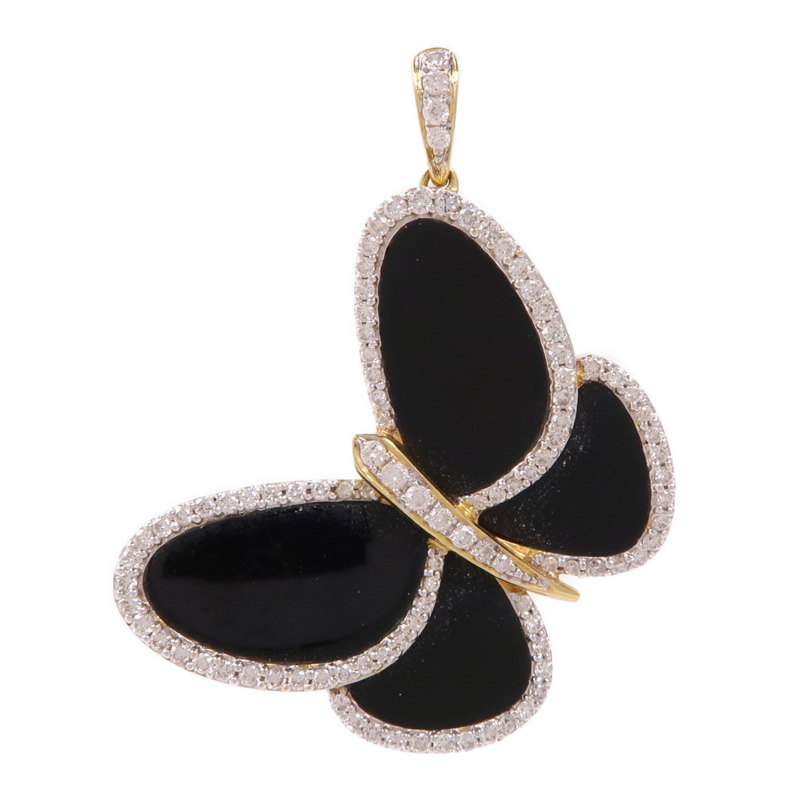 JEWELRY 18K黃金Black Onyx/Diamond Pendant Top黑瑪瑙/鑽石吊墜