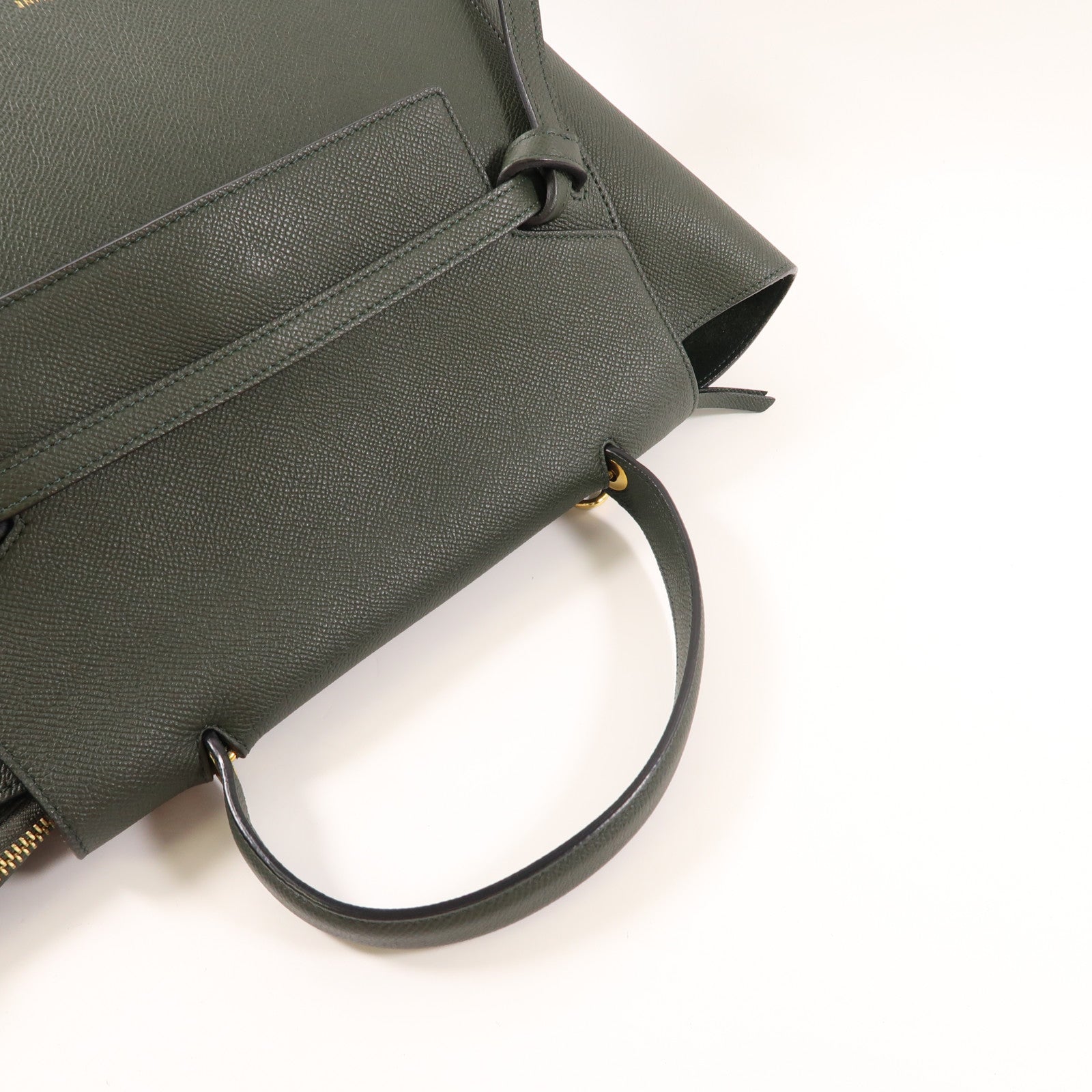 CELINE 牛皮皮革Mini Belt Bag金扣手挽肩背兩用袋深綠色