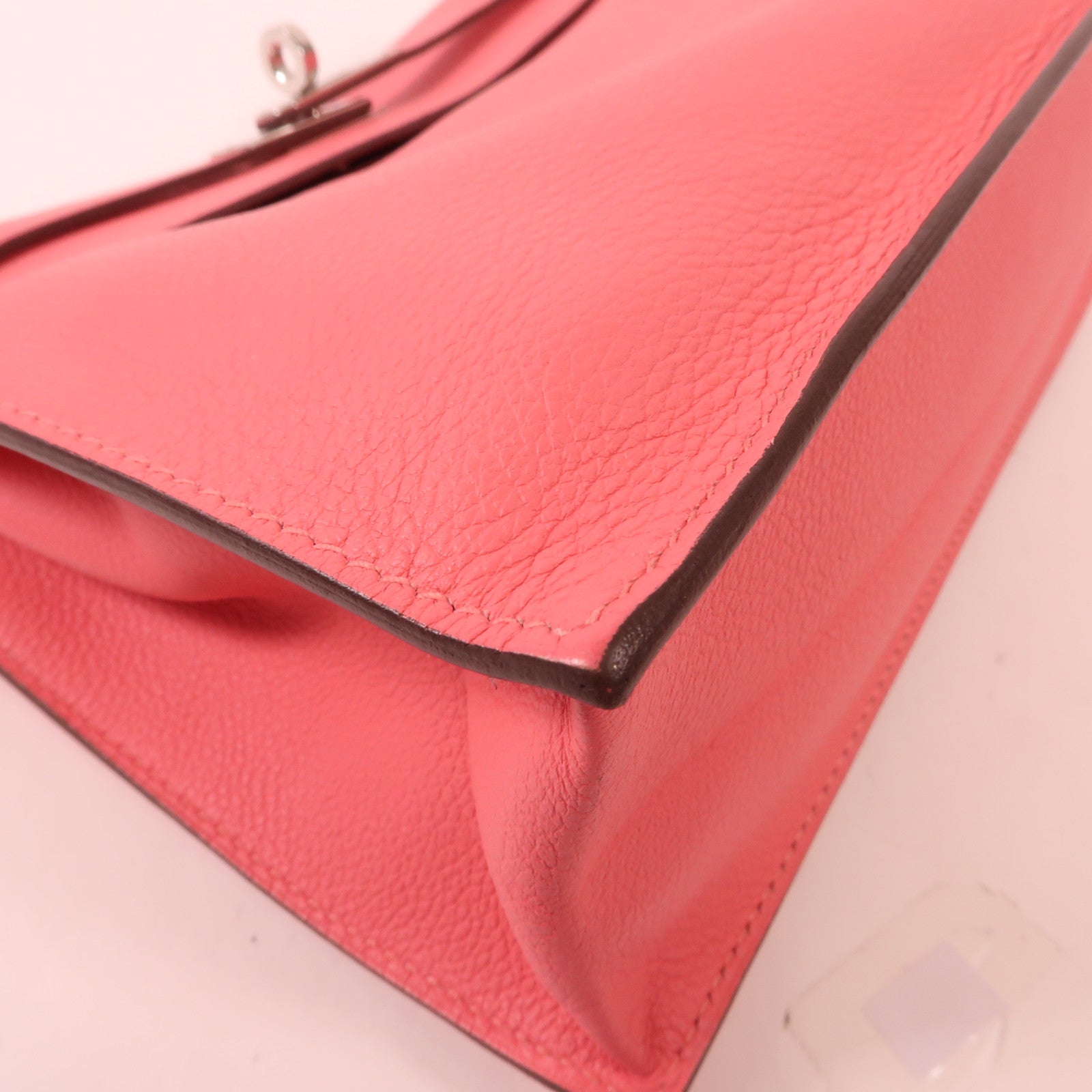 HERMES Ever Color皮革Kelly Danse銀扣肩背袋Rose Azalee