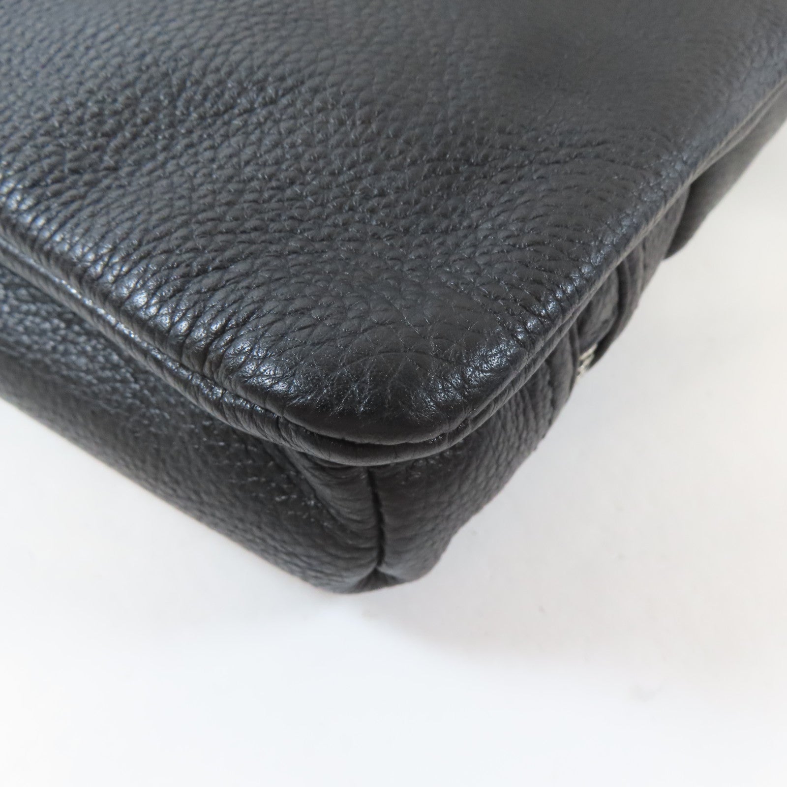 D&G 牛皮皮革Shoulder Bag銀扣肩背袋黑色