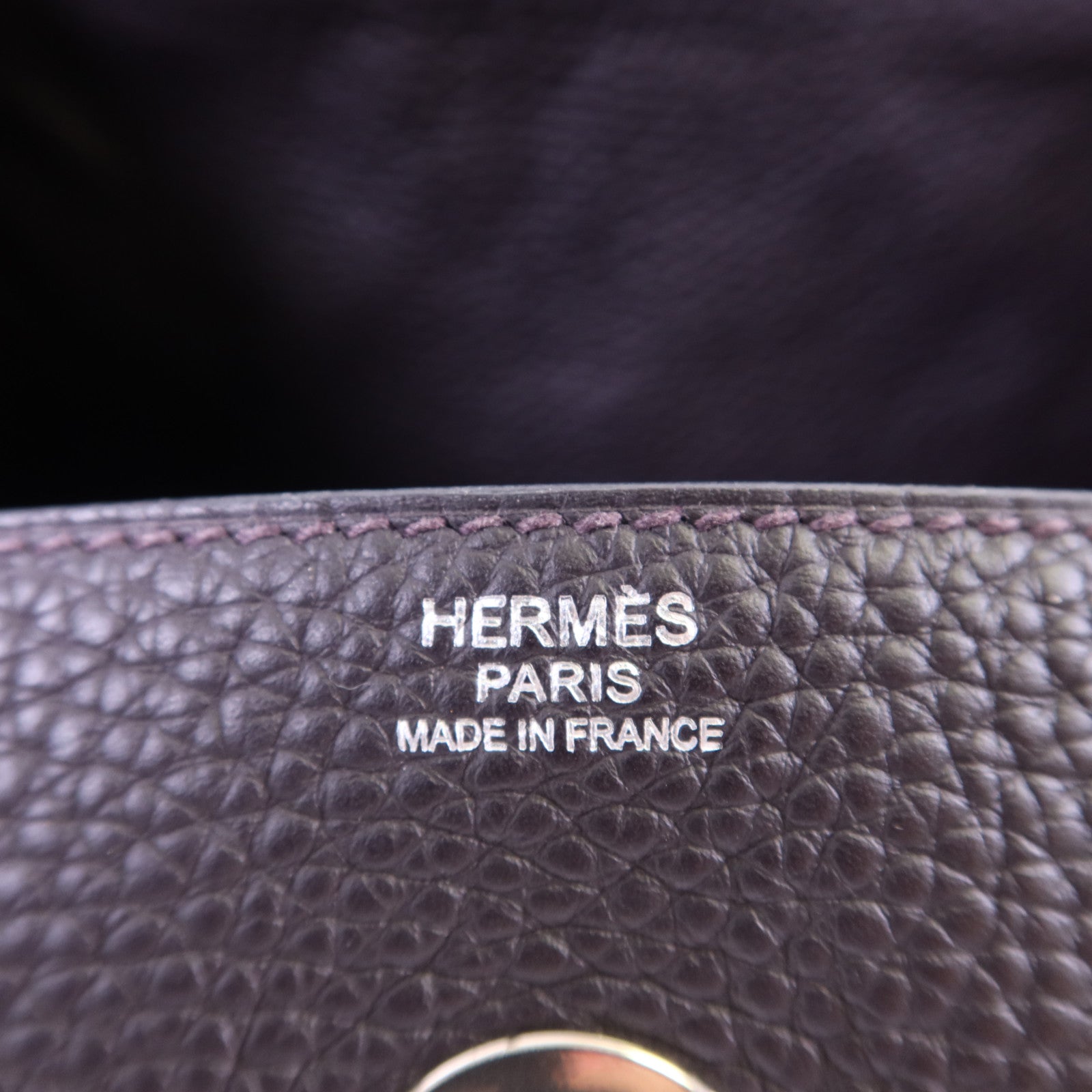 HERMES Clemence皮革Lindy 30銀扣手挽肩背兩用袋Prunoir