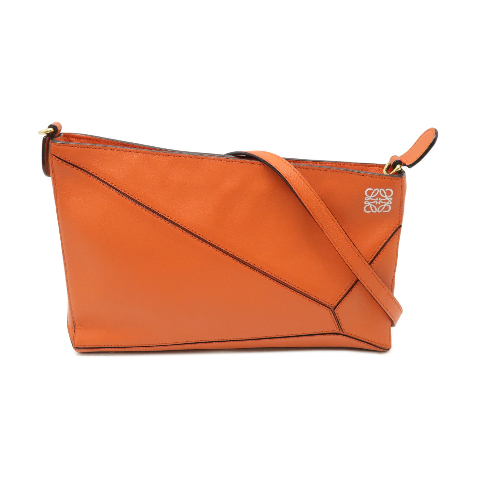 LOEWE 【激減優惠】牛皮皮革Puzzle Pouch金扣肩背袋橙色