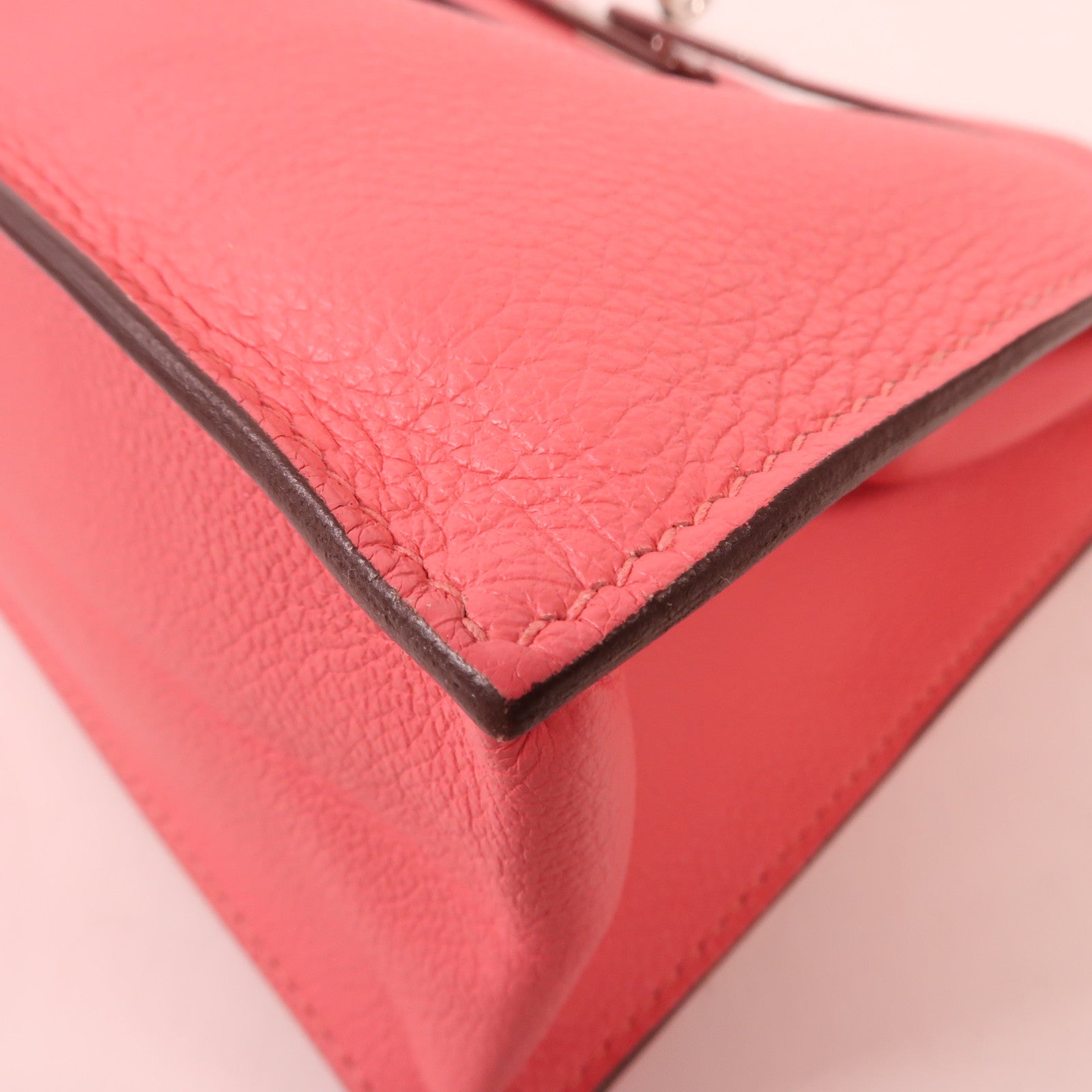 HERMES Ever Color皮革Kelly Danse銀扣肩背袋Rose Azalee